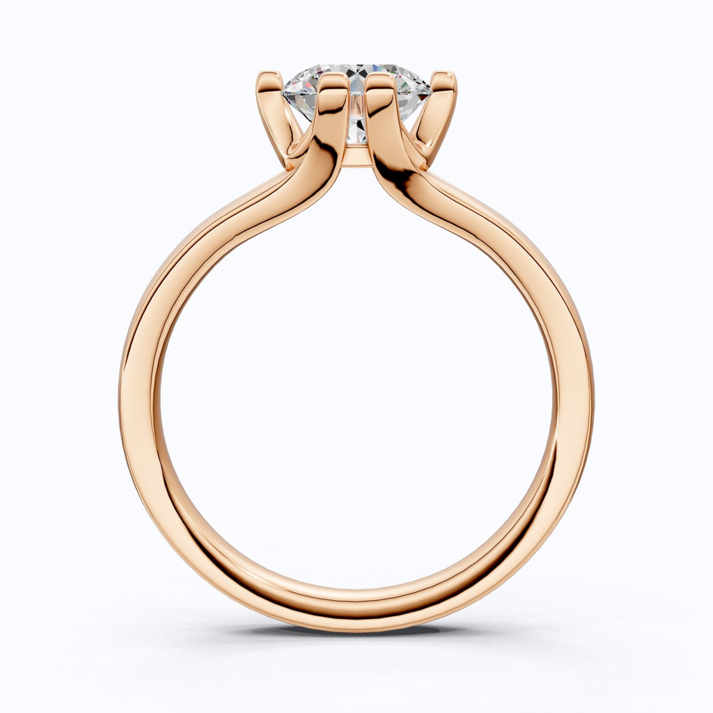 14K Rose Gold Solitaire Lab Diamond Engagement Ring, 1.25 CT Round Cut Lab Grown Diamond, Wedding Gift for Her, Handmade Fine Jewelry - Shoora Designs