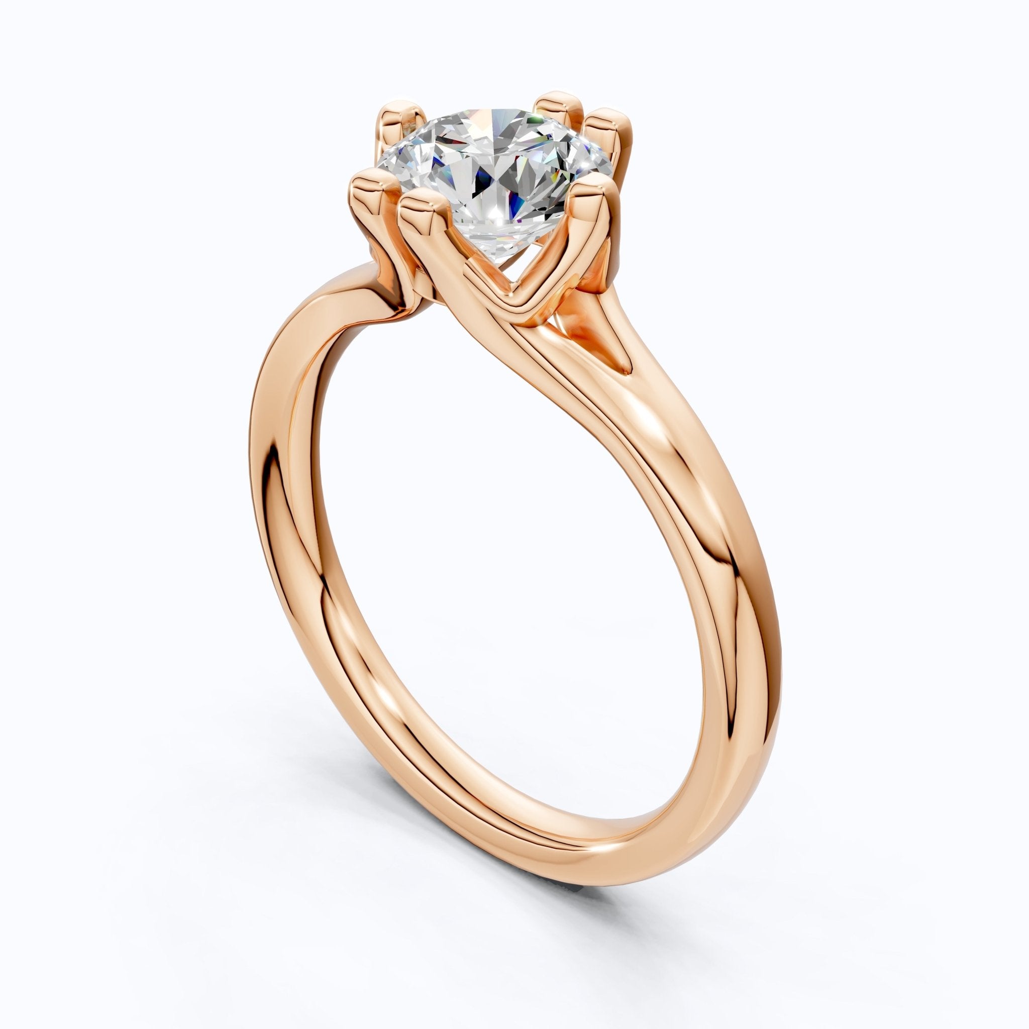 14K Rose Gold Solitaire Lab Diamond Engagement Ring, 1.25 CT Round Cut Lab Grown Diamond, Wedding Gift for Her, Handmade Fine Jewelry - Shoora Designs