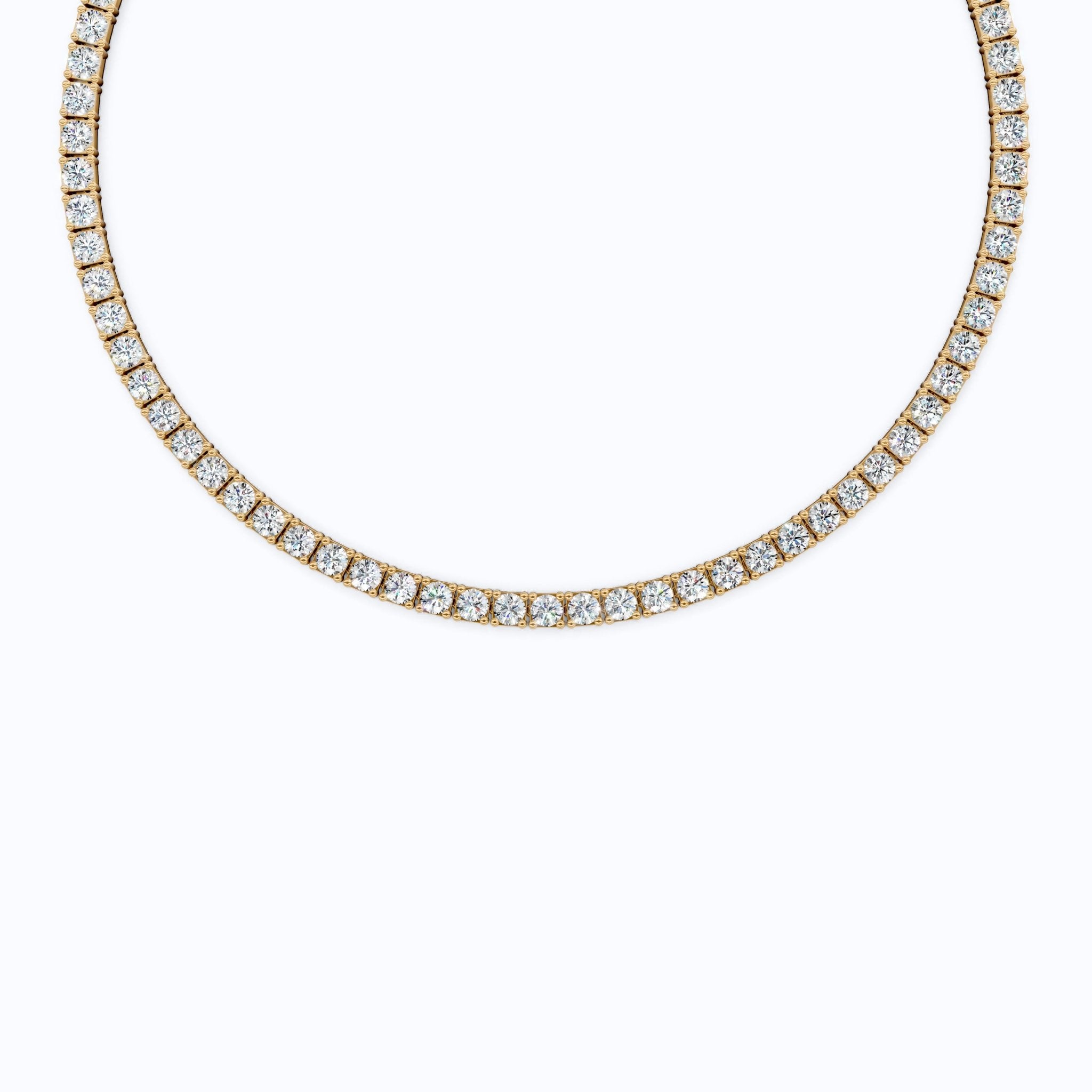 14K Rose Gold Tennis Necklace, 24.50 TCW Round Cut Lab Grown Diamonds, Handmade Wedding Gift for Her, Classic Tennis Jewelry - Shoora Designs