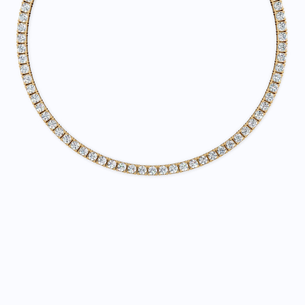 14K Rose Gold Tennis Necklace, 24.50 TCW Round Cut Lab Grown Diamonds, Handmade Wedding Gift for Her, Classic Tennis Jewelry - Shoora Designs