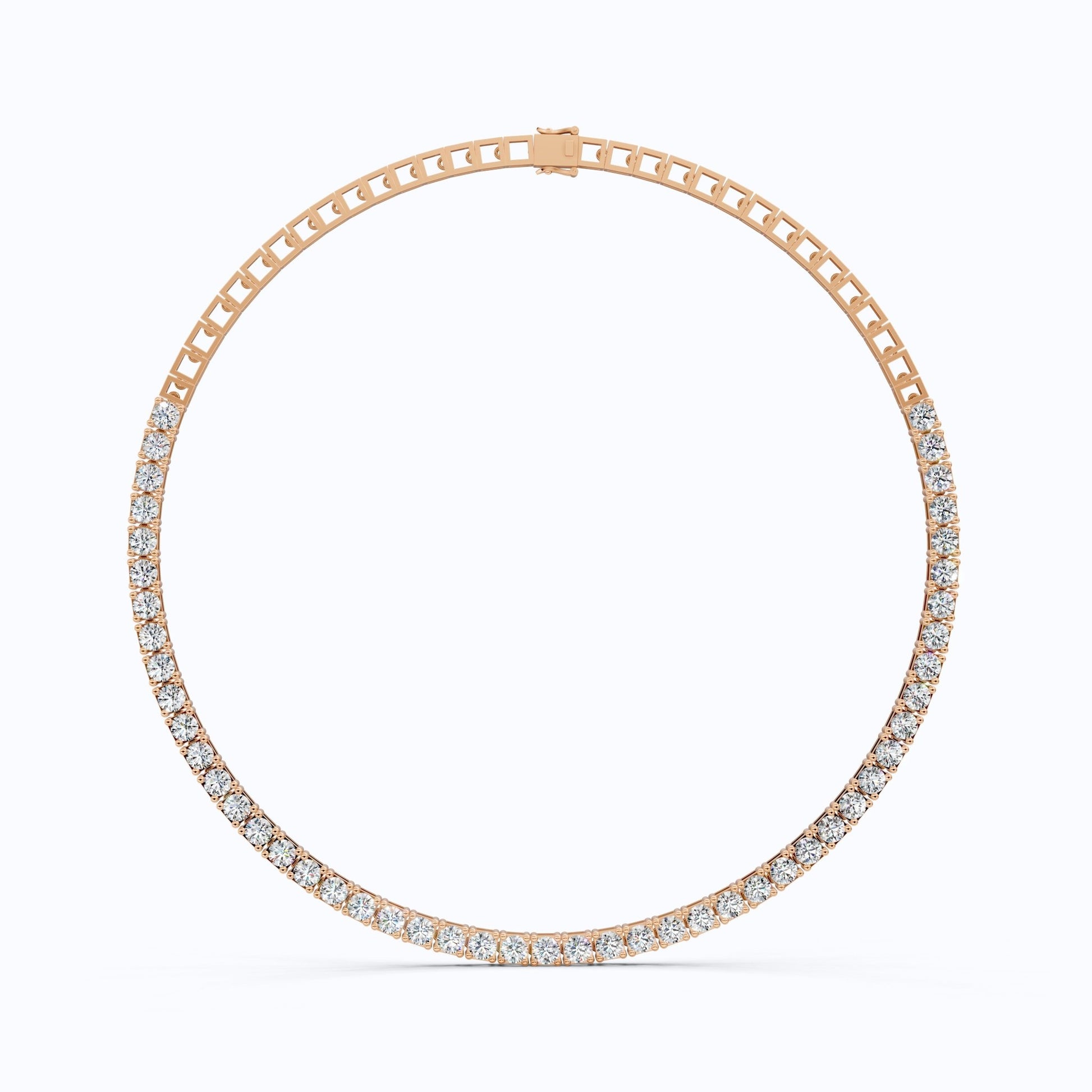 14K Rose Gold Tennis Necklace, 24.50 TCW Round Cut Lab Grown Diamonds, Handmade Wedding Gift for Her, Classic Tennis Jewelry - Shoora Designs