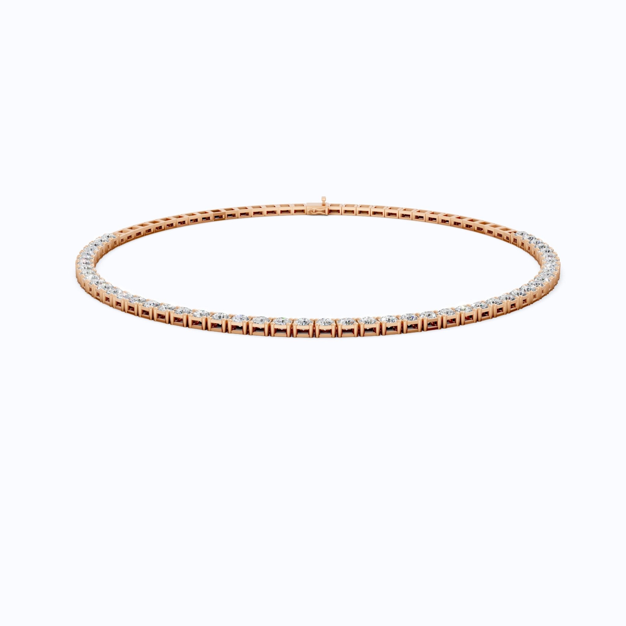 14K Rose Gold Tennis Necklace, 24.50 TCW Round Cut Lab Grown Diamonds, Handmade Wedding Gift for Her, Classic Tennis Jewelry - Shoora Designs