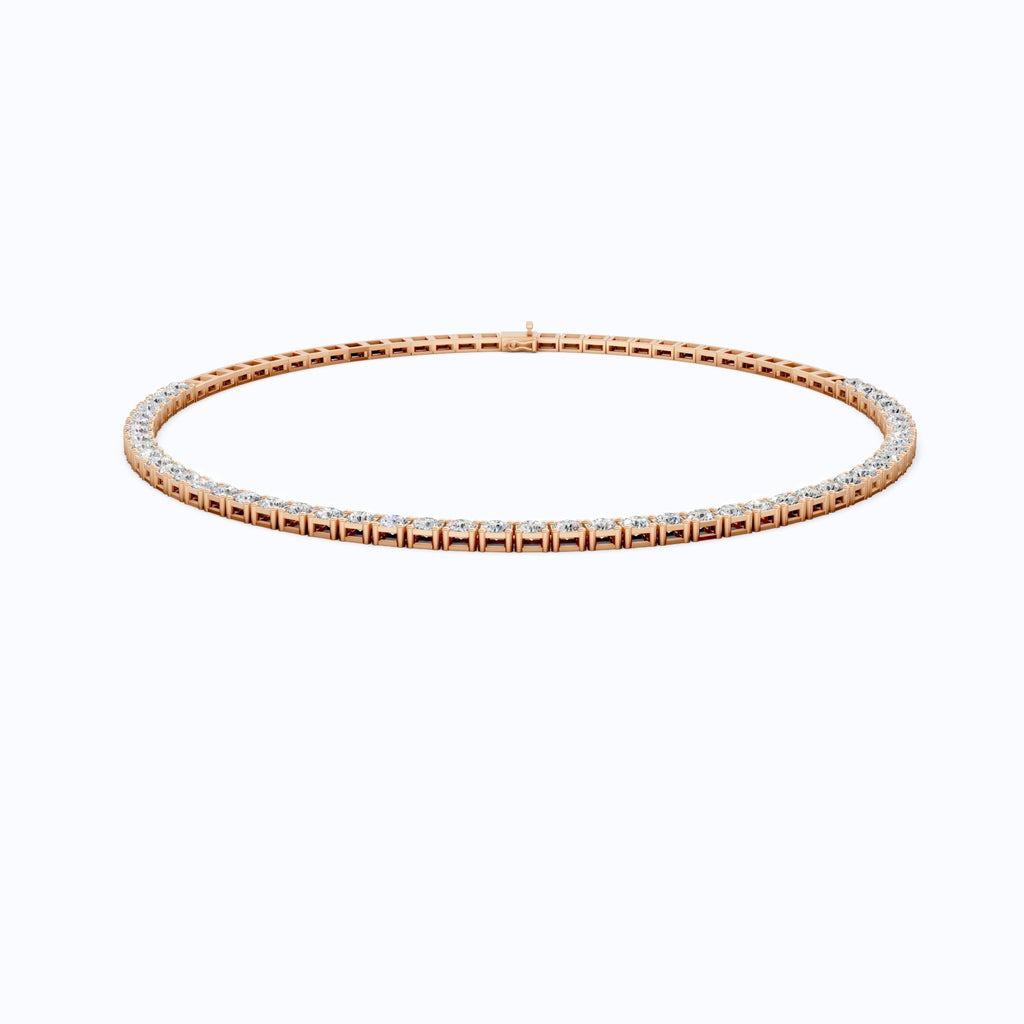 14K Rose Gold Tennis Necklace, 24.50 TCW Round Cut Lab Grown Diamonds, Handmade Wedding Gift for Her, Classic Tennis Jewelry - Shoora Designs