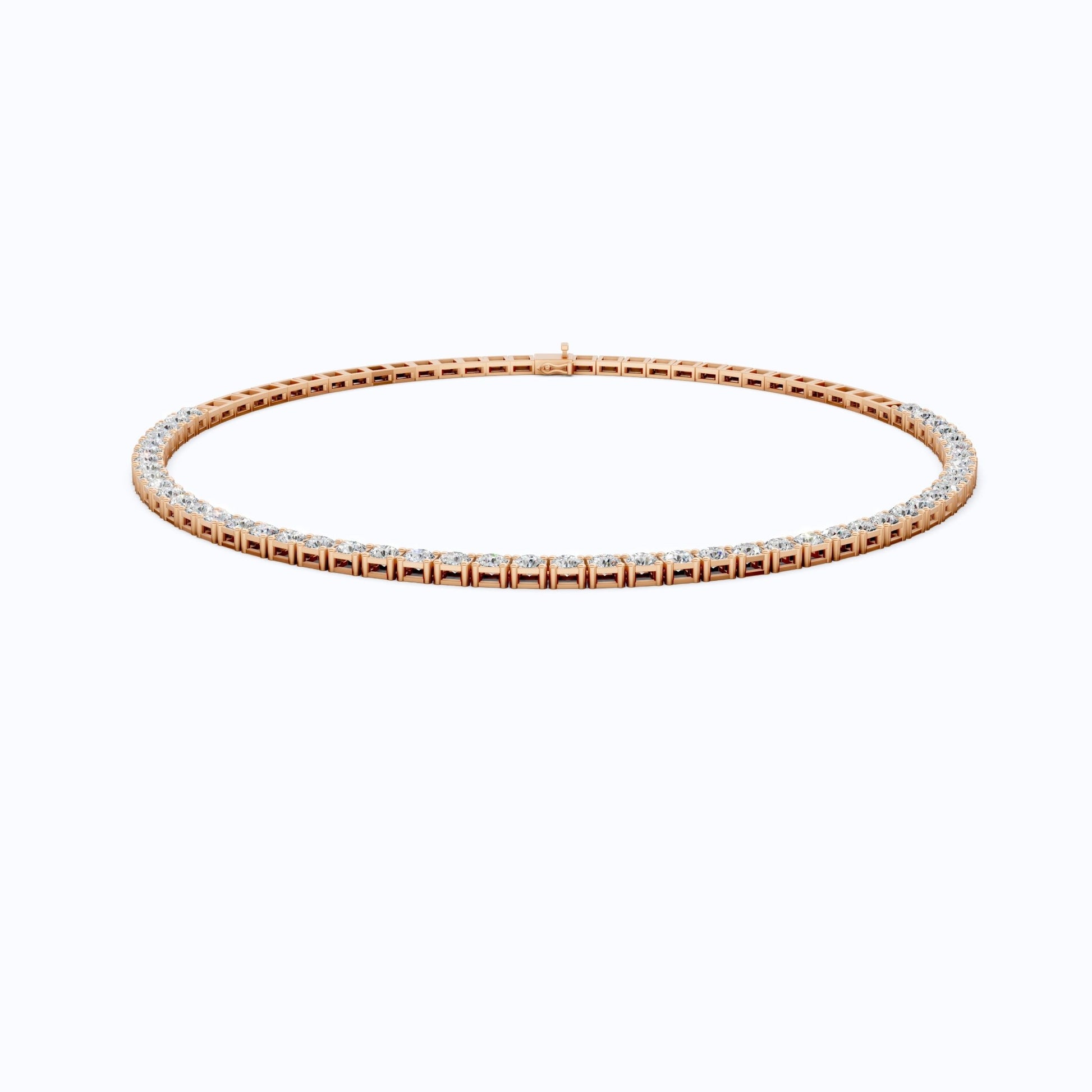 14K Rose Gold Tennis Necklace, 24.50 TCW Round Cut Lab Grown Diamonds, Handmade Wedding Gift for Her, Classic Tennis Jewelry - Shoora Designs