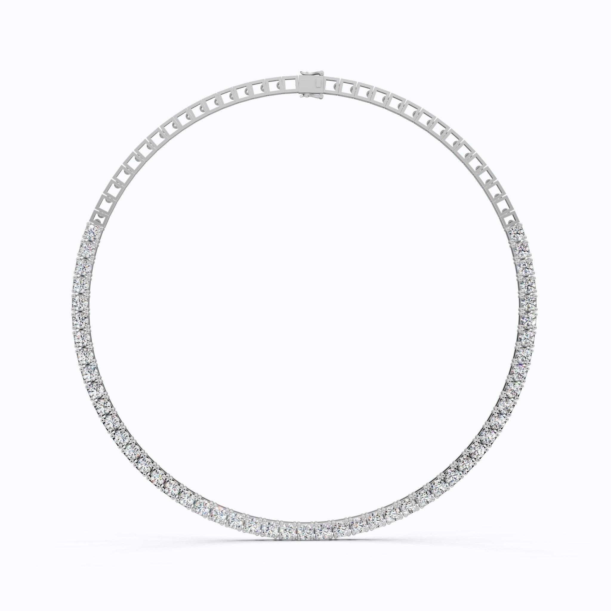 14K Rose Gold Tennis Necklace, 24.50 TCW Round Cut Lab Grown Diamonds, Handmade Wedding Gift for Her, Classic Tennis Jewelry - Shoora Designs