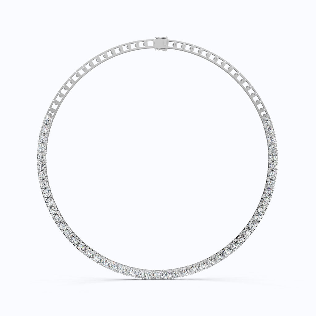 14K Rose Gold Tennis Necklace, 24.50 TCW Round Cut Lab Grown Diamonds, Handmade Wedding Gift for Her, Classic Tennis Jewelry - Shoora Designs