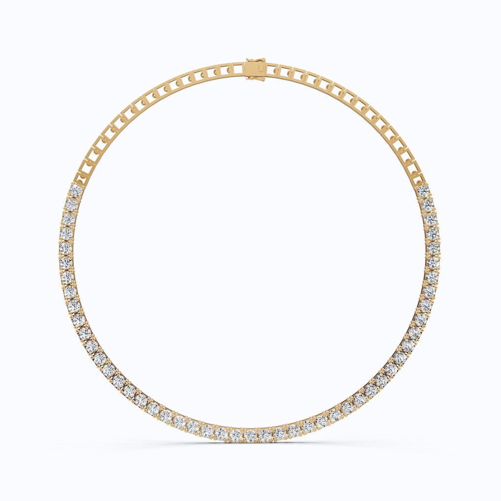 14K Rose Gold Tennis Necklace, 24.50 TCW Round Cut Lab Grown Diamonds, Handmade Wedding Gift for Her, Classic Tennis Jewelry - Shoora Designs