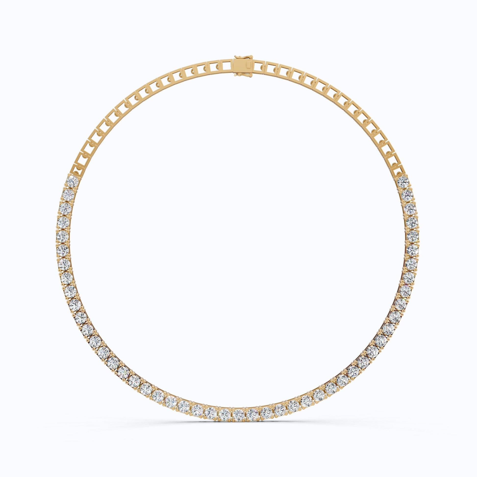 14K Rose Gold Tennis Necklace, 24.50 TCW Round Cut Lab Grown Diamonds, Handmade Wedding Gift for Her, Classic Tennis Jewelry - Shoora Designs