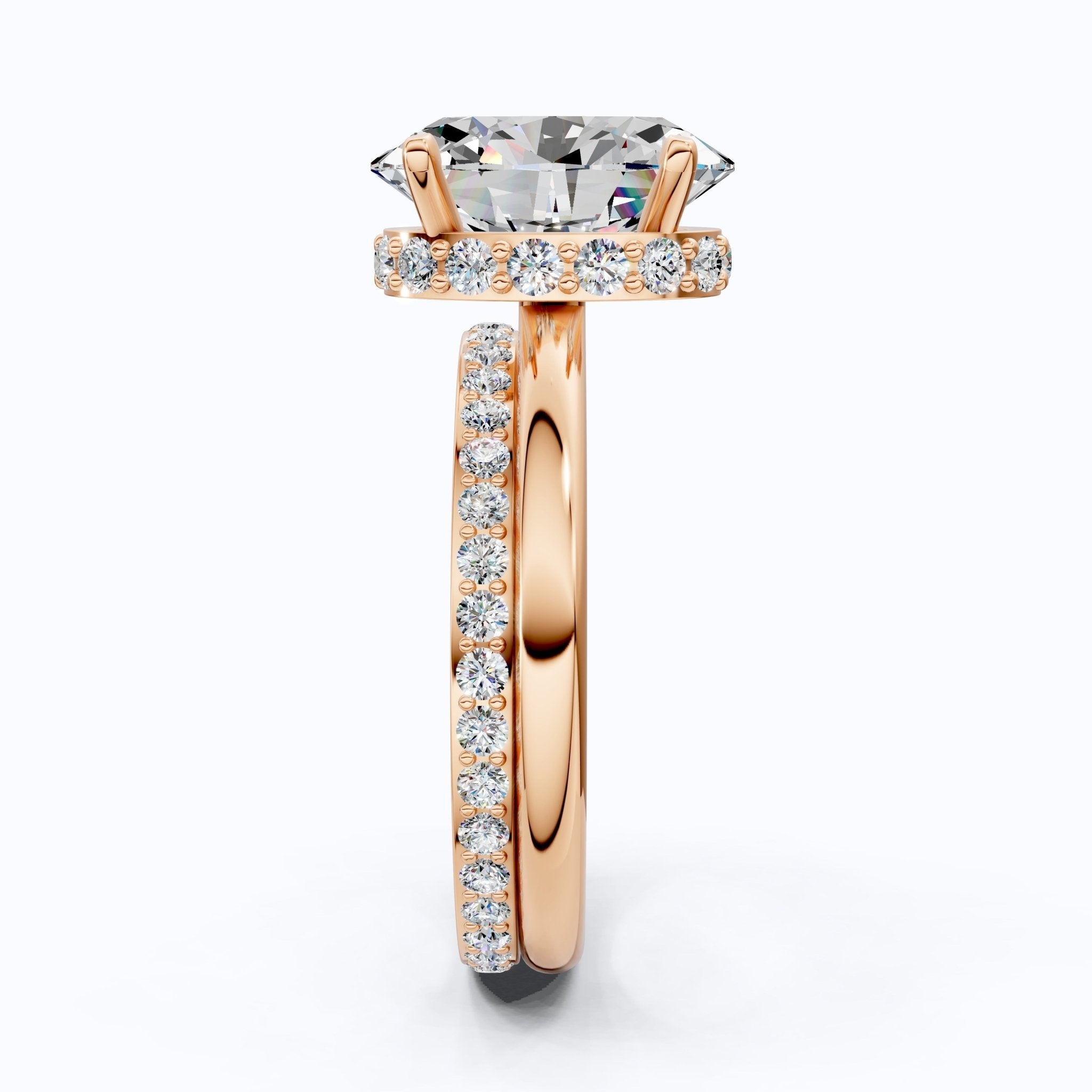 14k Solid Gold Oval Solitaire Ring with Full Eternity Band, 2.50 CT Oval Cut Lab Grown Diamond, Bridal Ring Set For Women, Handmade Jewelry - Shoora Designs
