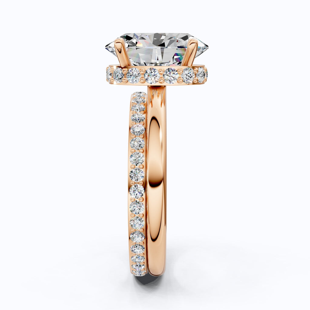 14k Solid Gold Oval Solitaire Ring with Full Eternity Band, 2.50 CT Oval Cut Lab Grown Diamond, Bridal Ring Set For Women, Handmade Jewelry - Shoora Designs