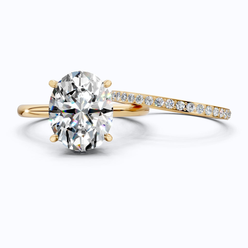 14k Solid Gold Oval Solitaire Ring with Full Eternity Band, 2.50 CT Oval Cut Lab Grown Diamond, Bridal Ring Set For Women, Handmade Jewelry - Shoora Designs