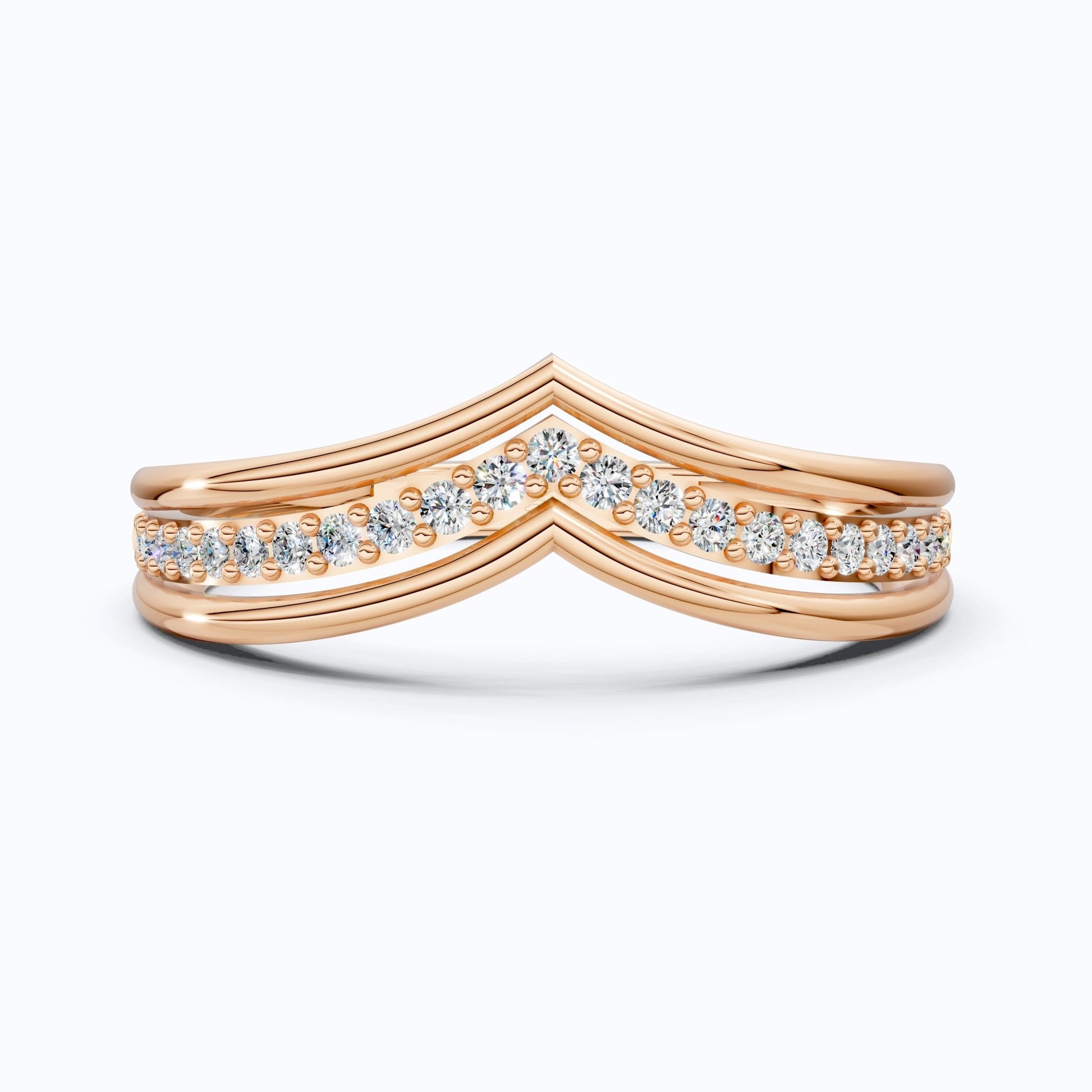 14K White Gold Curved Lab Diamond Band – Stackable Wedding Ring, Trending Bridal Gift for Her - Shoora Designs