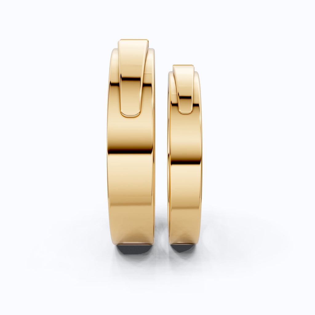 14K Yellow Gold Couple Band Set with Lab Grown Diamonds – Modern Bezel Wedding Ring Gift for Him and Her, Handmade Jewelry - Shoora Designs