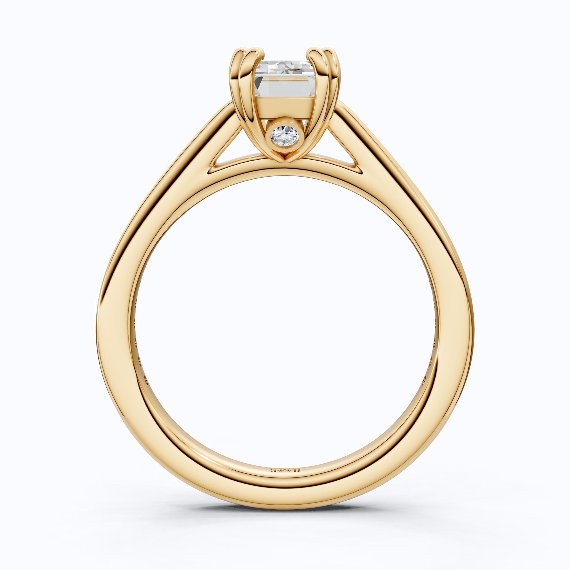 14K Yellow Gold Emerald Cut Lab Diamond Pave Engagement Ring, Handmade Wedding Ring, Trending Bridal Jewelry for Wife - Shoora Designs