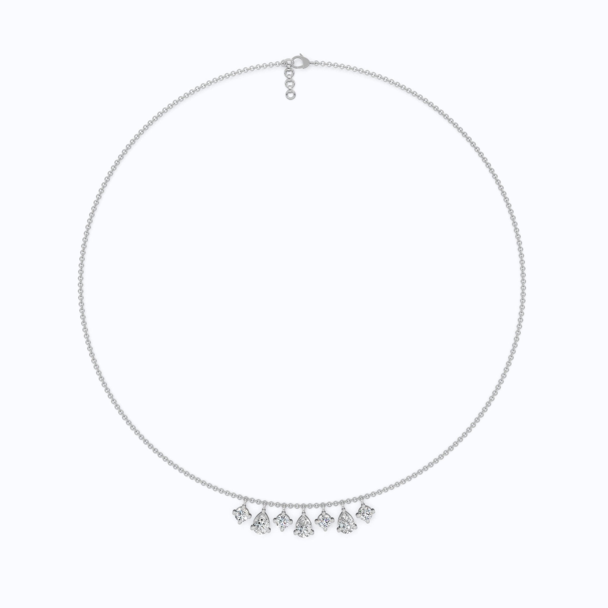 14K Yellow Gold Pear & Round Lab Diamond Solitaire Necklace, 3.37 TCW – Modern Bridal Jewelry, Gift for Her, Handmade Necklace - Shoora Designs