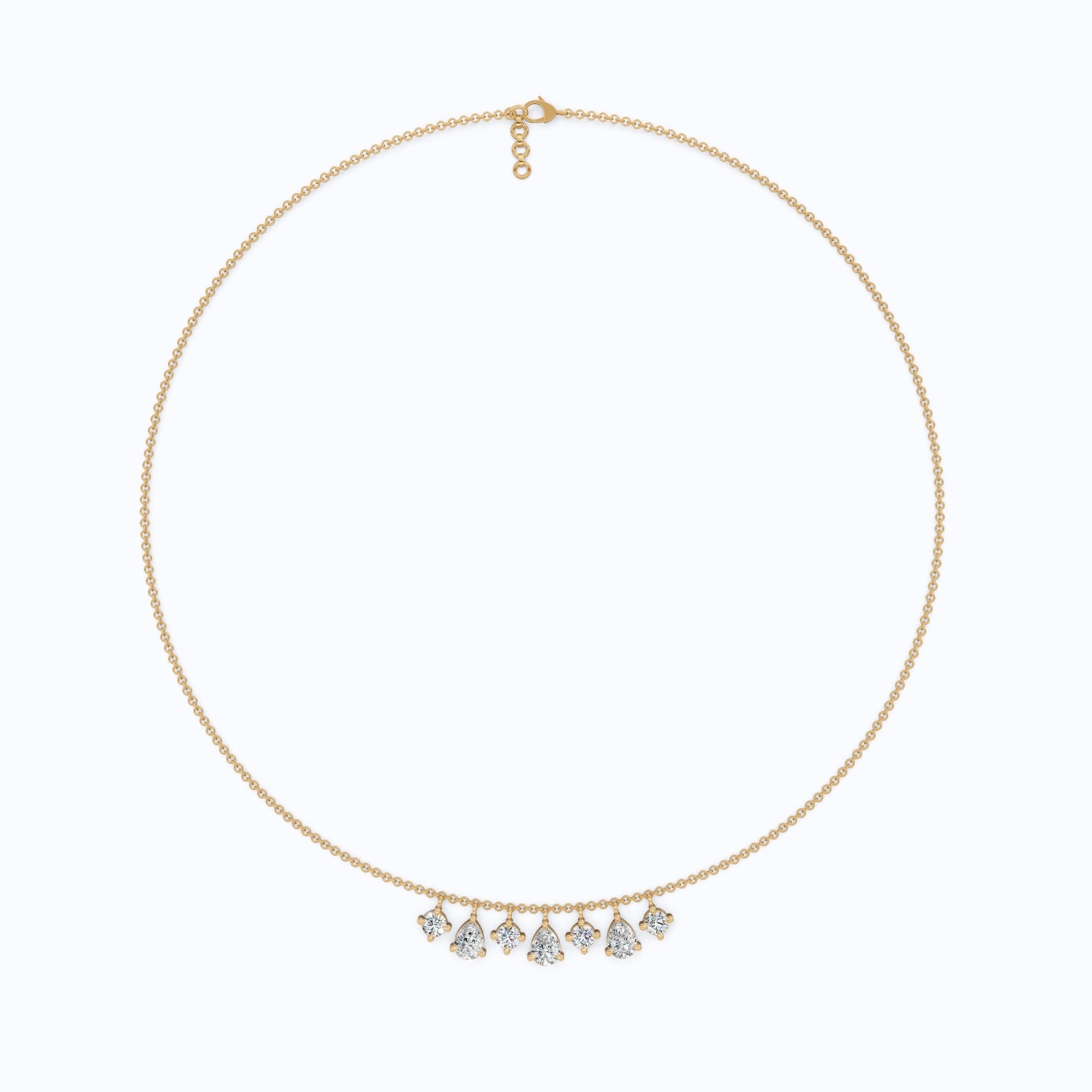 14K Yellow Gold Pear & Round Lab Diamond Solitaire Necklace, 3.37 TCW – Modern Bridal Jewelry, Gift for Her, Handmade Necklace - Shoora Designs