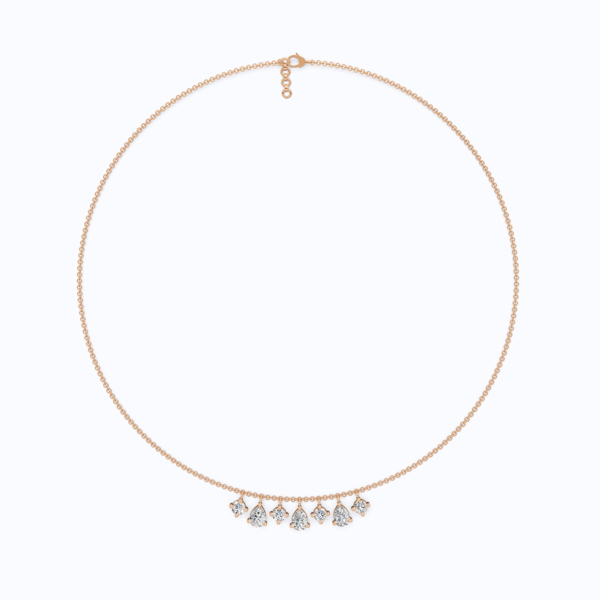 14K Yellow Gold Pear & Round Lab Diamond Solitaire Necklace, 3.37 TCW – Modern Bridal Jewelry, Gift for Her, Handmade Necklace - Shoora Designs