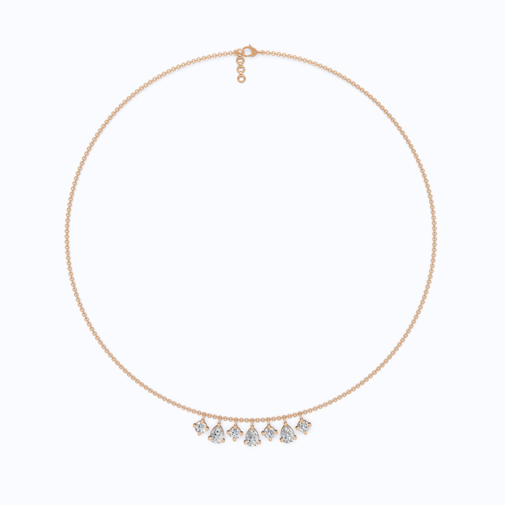 14K Yellow Gold Pear & Round Lab Diamond Solitaire Necklace, 3.37 TCW – Modern Bridal Jewelry, Gift for Her, Handmade Necklace - Shoora Designs