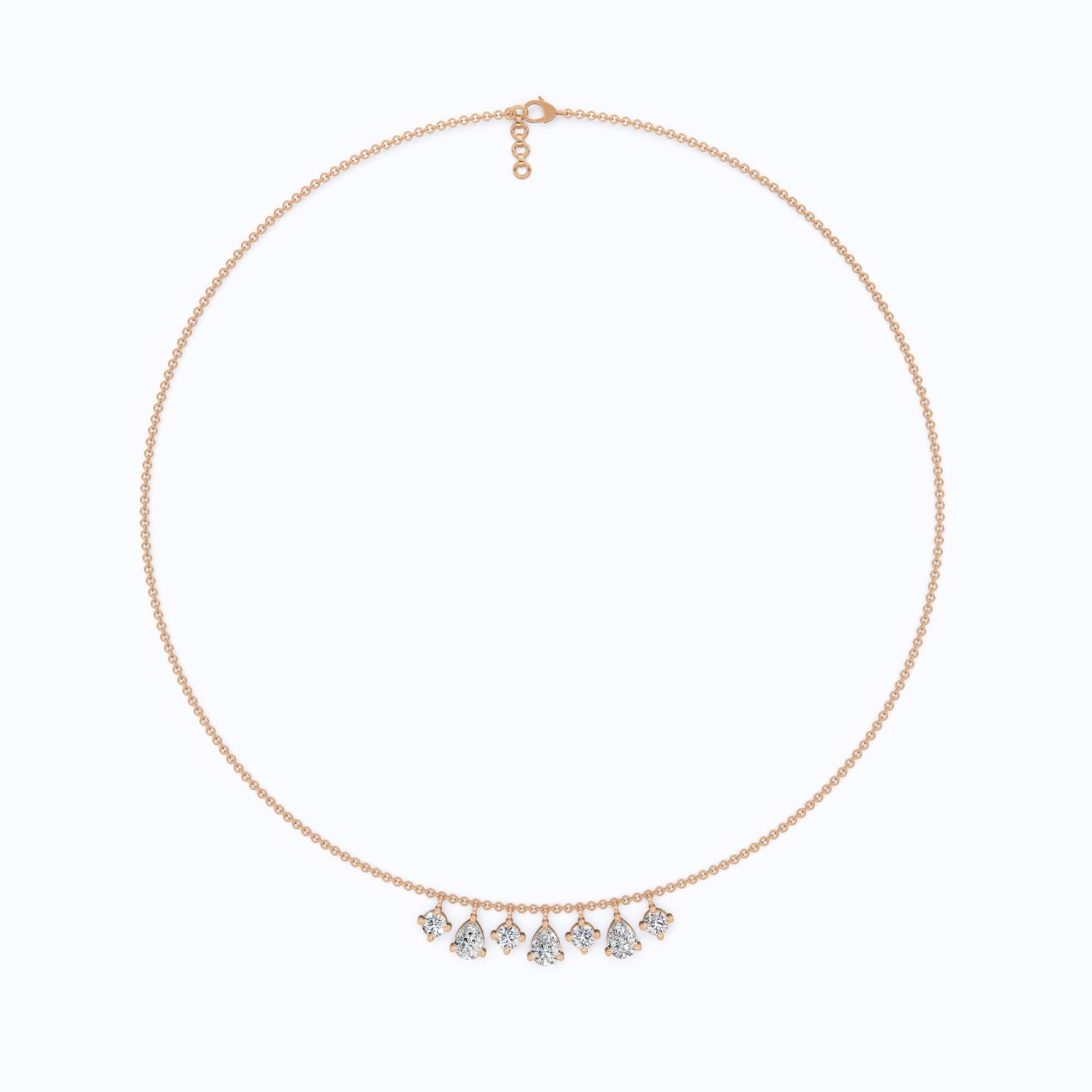 14K Yellow Gold Pear & Round Lab Diamond Solitaire Necklace, 3.37 TCW – Modern Bridal Jewelry, Gift for Her, Handmade Necklace - Shoora Designs