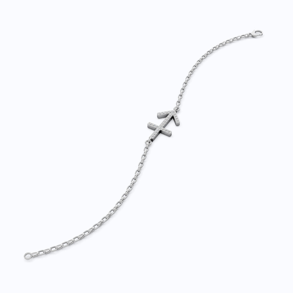 14K Yellow Gold Sagittarius Zodiac Sign Bracelet, 0.26 TCW Round Cut Lab Grown Diamonds, Birthday Gift for Her, Handmade Fine Jewelry - Shoora Designs