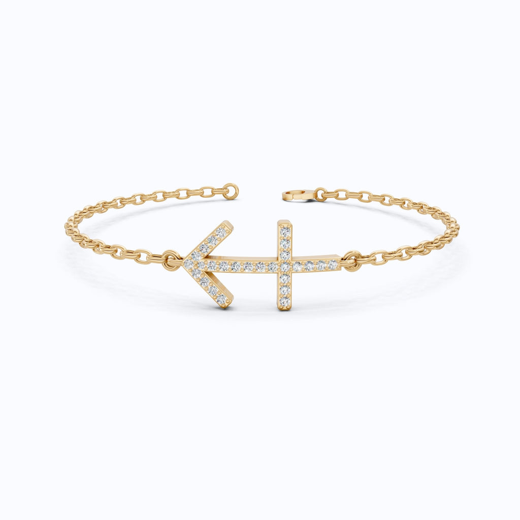 14K Yellow Gold Sagittarius Zodiac Sign Bracelet, 0.26 TCW Round Cut Lab Grown Diamonds, Birthday Gift for Her, Handmade Fine Jewelry - Shoora Designs