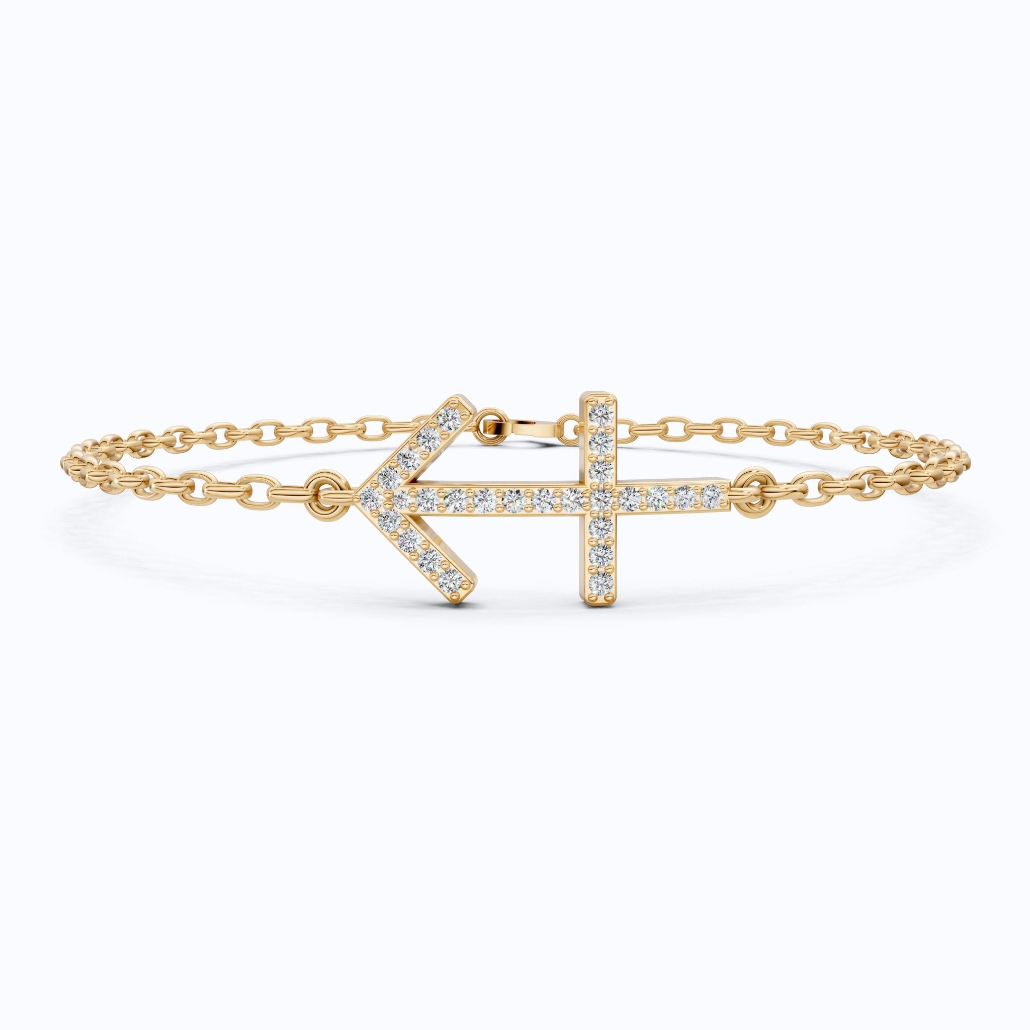 14K Yellow Gold Sagittarius Zodiac Sign Bracelet, 0.26 TCW Round Cut Lab Grown Diamonds, Birthday Gift for Her, Handmade Fine Jewelry - Shoora Designs