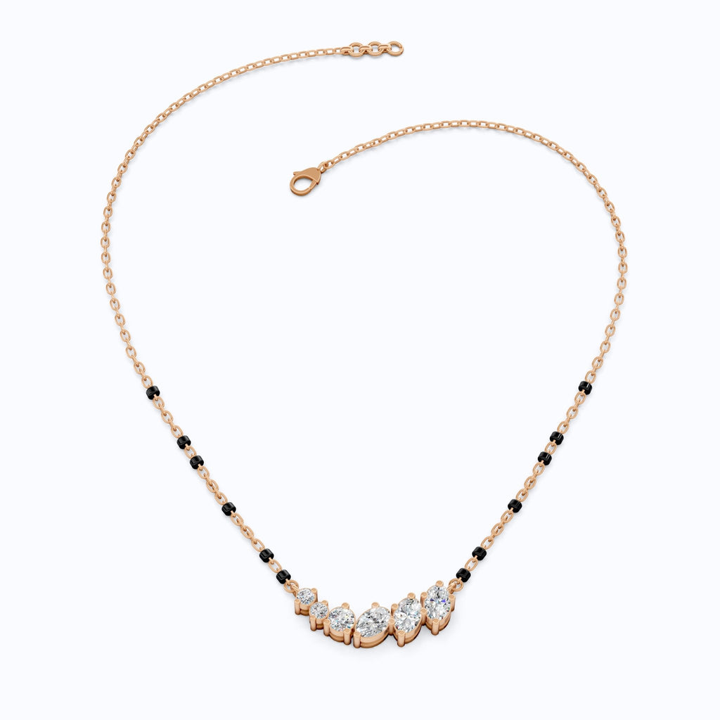 1.89 TCW Oval/Round Cut Lab Grown Diamond Curved Bar Pendant Necklace for Her, Modern Elegant Wedding Jewelry - Shoora Designs
