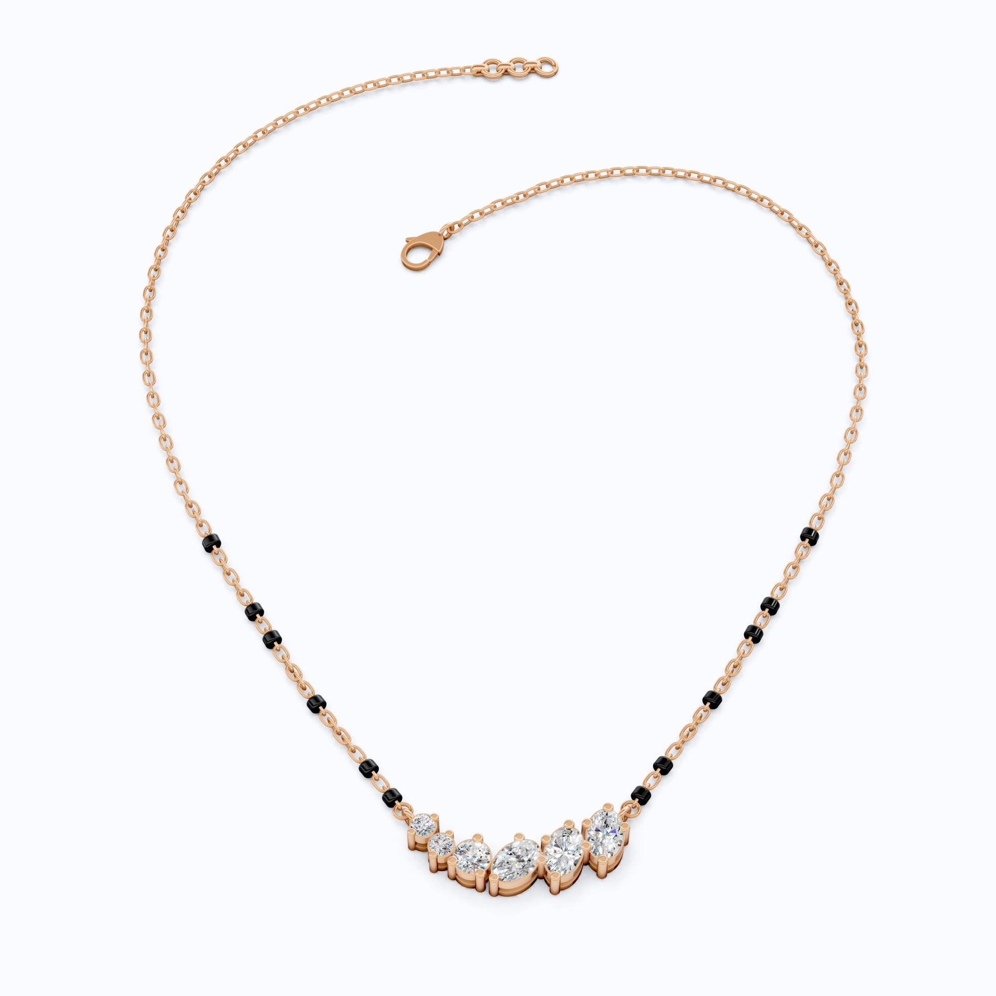 1.89 TCW Oval/Round Cut Lab Grown Diamond Curved Bar Pendant Necklace for Her, Modern Elegant Wedding Jewelry - Shoora Designs