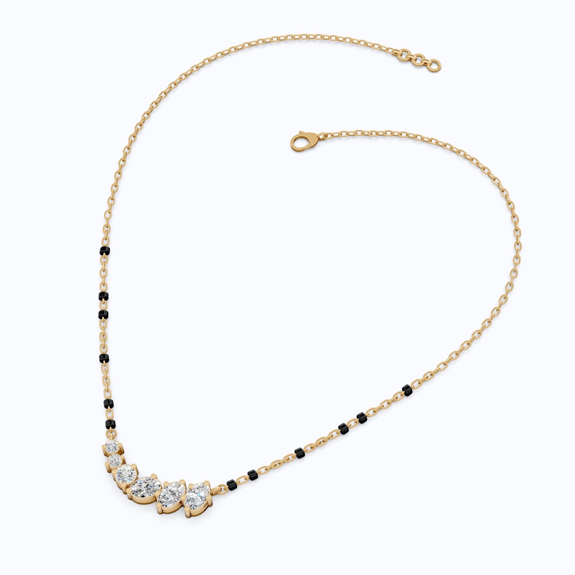 1.89 TCW Oval/Round Cut Lab Grown Diamond Curved Bar Pendant Necklace for Her, Modern Elegant Wedding Jewelry - Shoora Designs