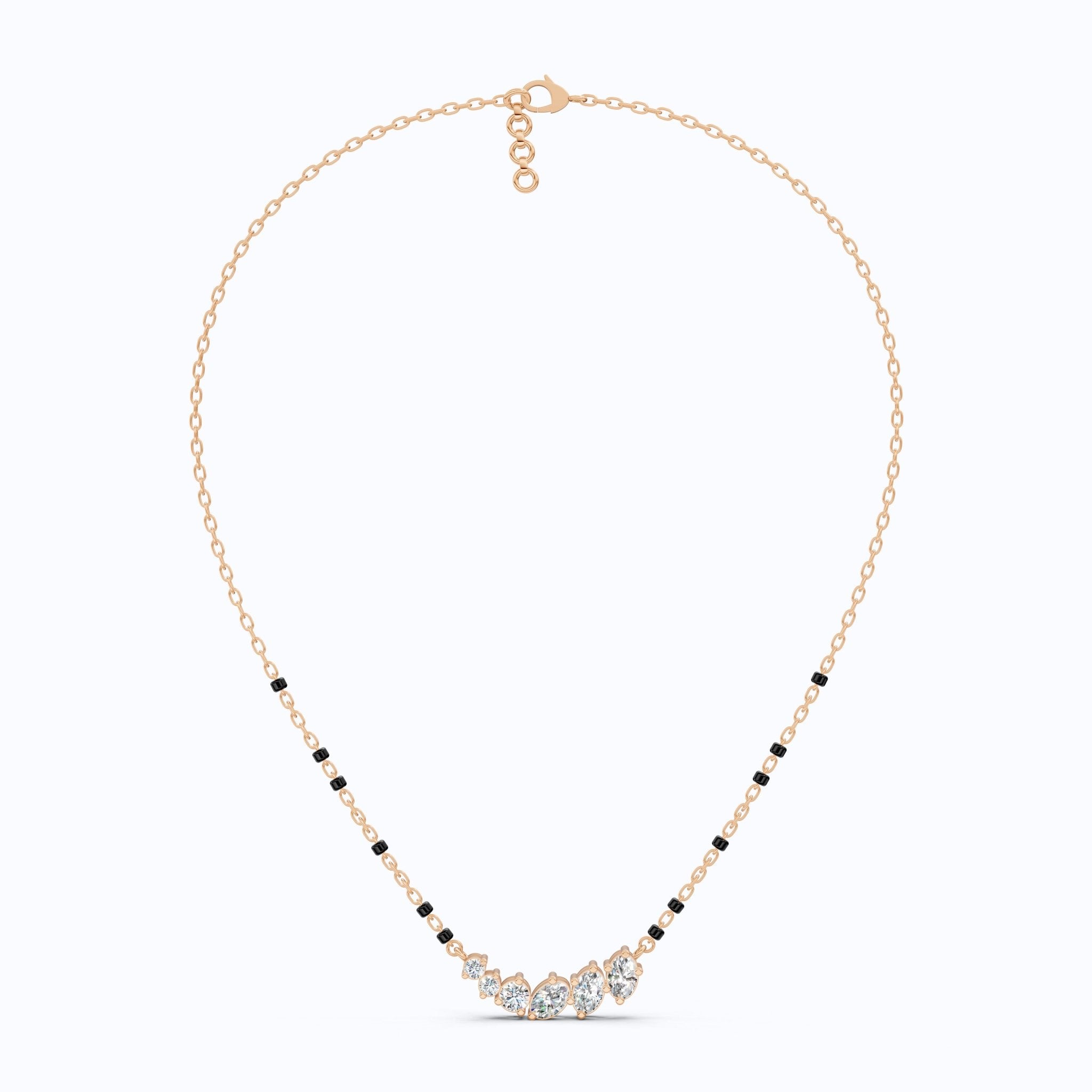 1.89 TCW Oval/Round Cut Lab Grown Diamond Curved Bar Pendant Necklace for Her, Modern Elegant Wedding Jewelry - Shoora Designs