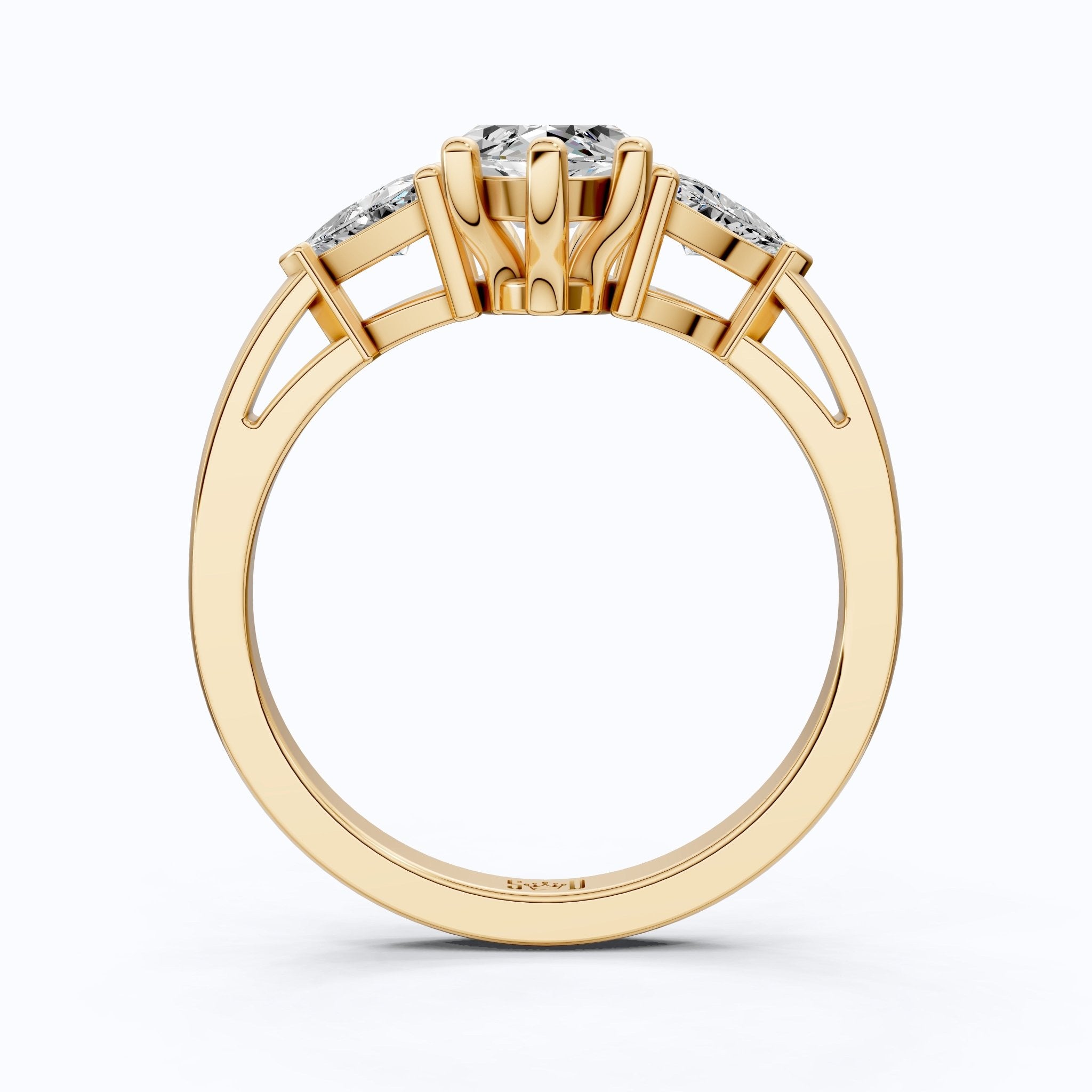 1.90 TCW Marquise & Trillion Cut Trilogy Engagement Ring in Lab Diamond – 14k Solid Gold, Wedding Gift for Her, Everyday Ring, Daily Wear - Shoora Designs