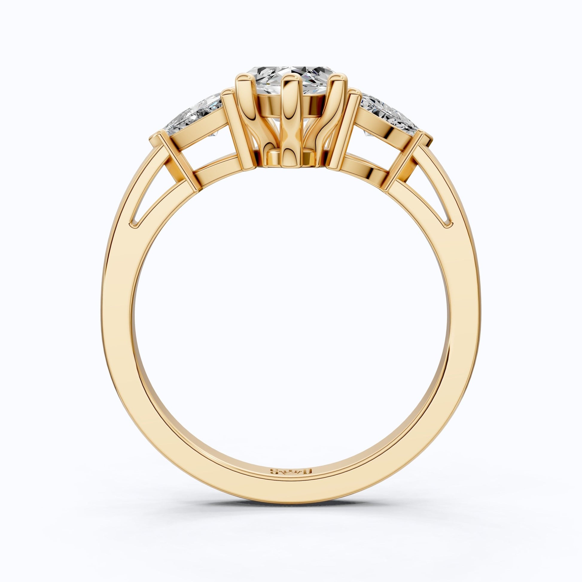 1.90 TCW Marquise & Trillion Cut Trilogy Engagement Ring in Lab Diamond – 14k Solid Gold, Wedding Gift for Her, Everyday Ring, Daily Wear - Shoora Designs