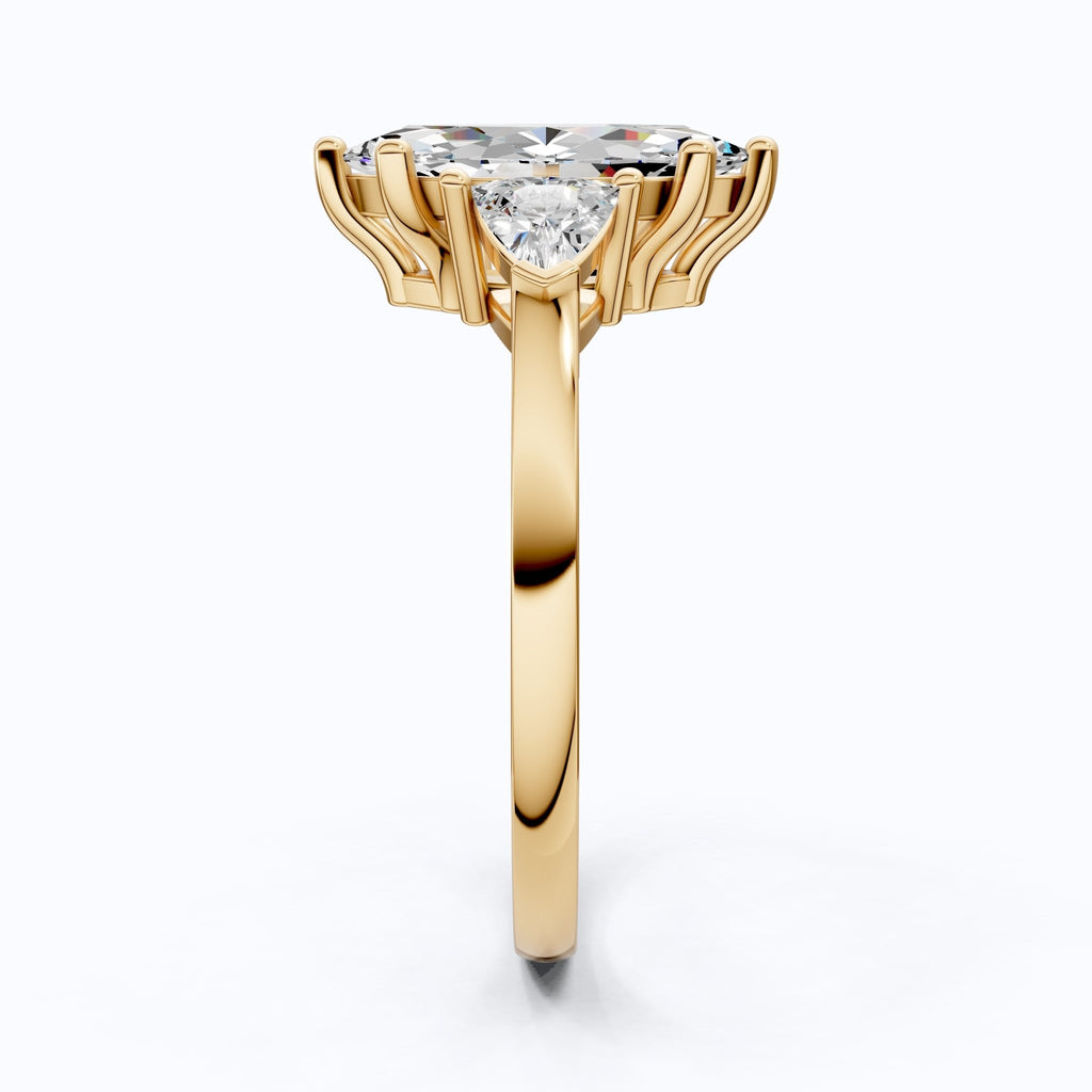 1.90 TCW Marquise & Trillion Cut Trilogy Engagement Ring in Lab Diamond – 14k Solid Gold, Wedding Gift for Her, Everyday Ring, Daily Wear - Shoora Designs