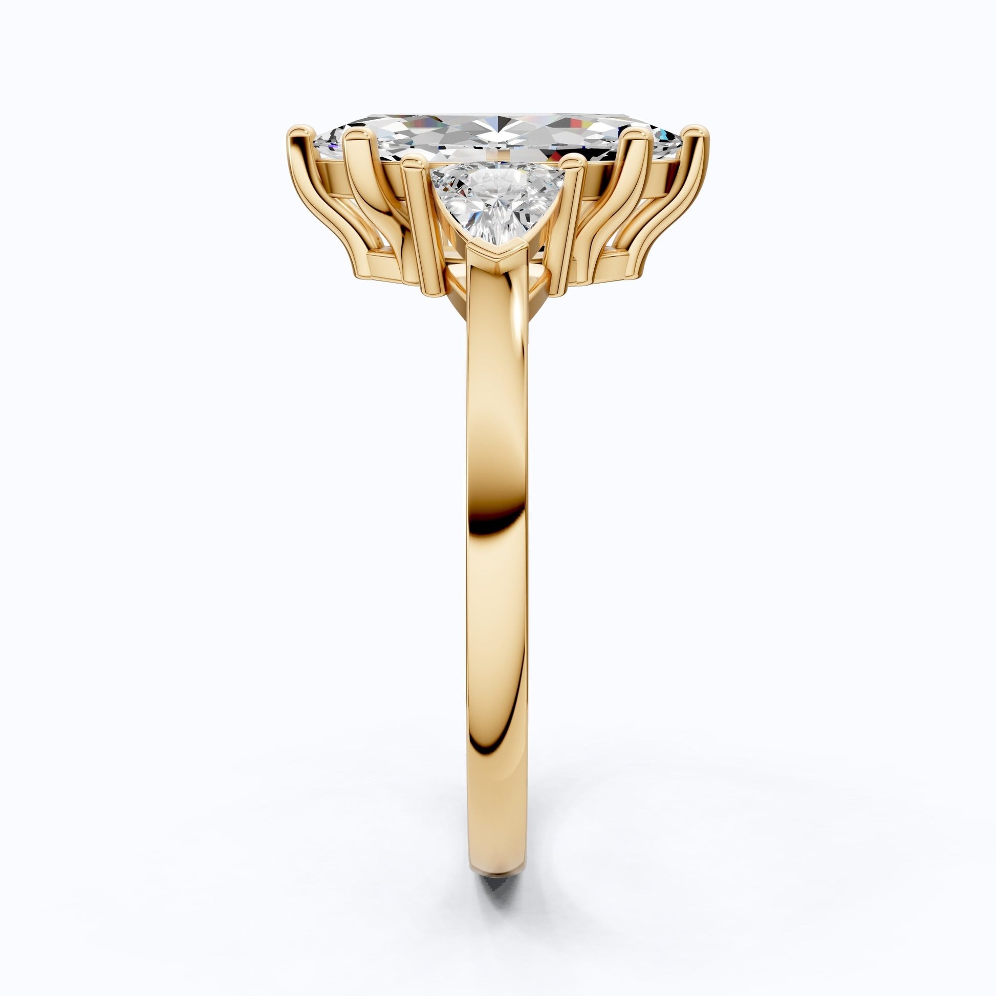 1.90 TCW Marquise & Trillion Cut Trilogy Engagement Ring in Lab Diamond – 14k Solid Gold, Wedding Gift for Her, Everyday Ring, Daily Wear - Shoora Designs