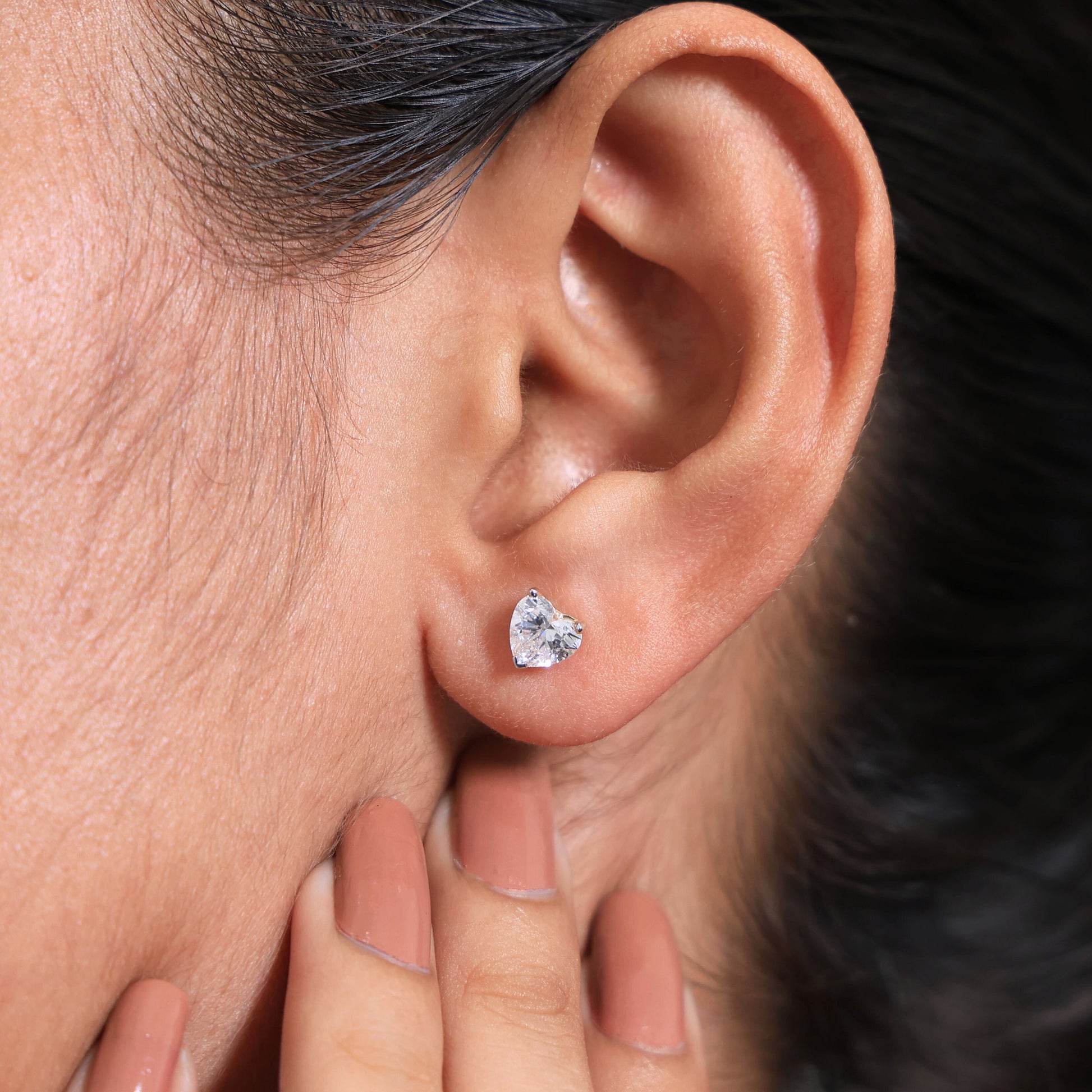 Elegant Heart Solitaire Stud Earrings in 14K Rose Gold, 2.50 TCW Heart Cut Lab Grown Diamonds,  Wedding Jewelry, Gift for Women, Handmade Stud Jewelry