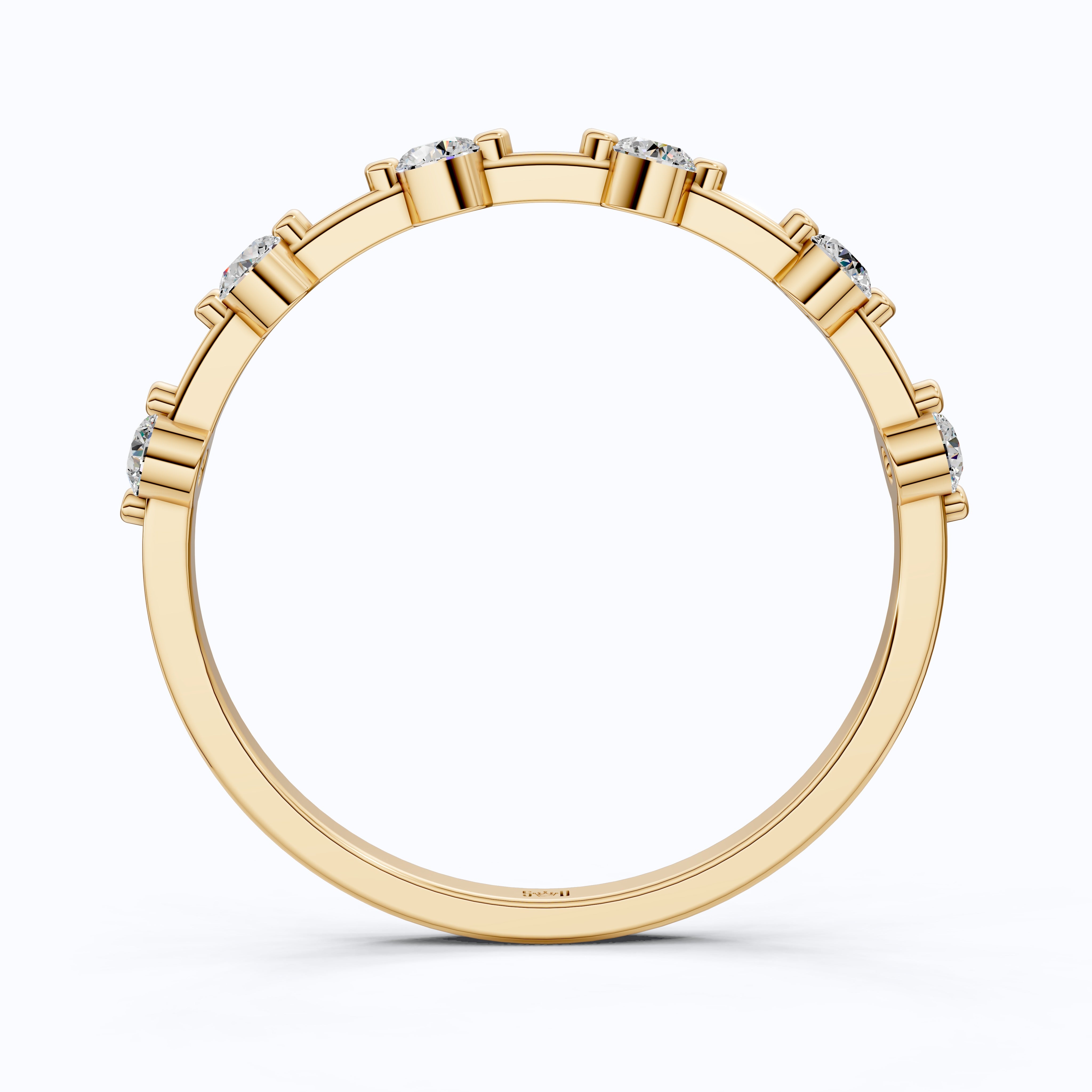 Tiny Dot Diamond Stacker Band in 14K Yellow Gold, 0.18 TCW Round Cut Lab Created Diamonds, Promise Ring, Gift For Her, Christmas Gift