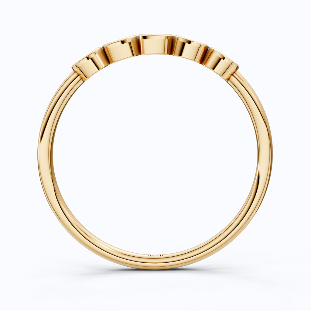 Modern Bezel Five Stone Stacker Ring in 14K Solid Gold, 0.18 TCW Round Cut Lab Diamonds, Promise Ring, Wedding Band Gift for Her, Bridal Jewelry