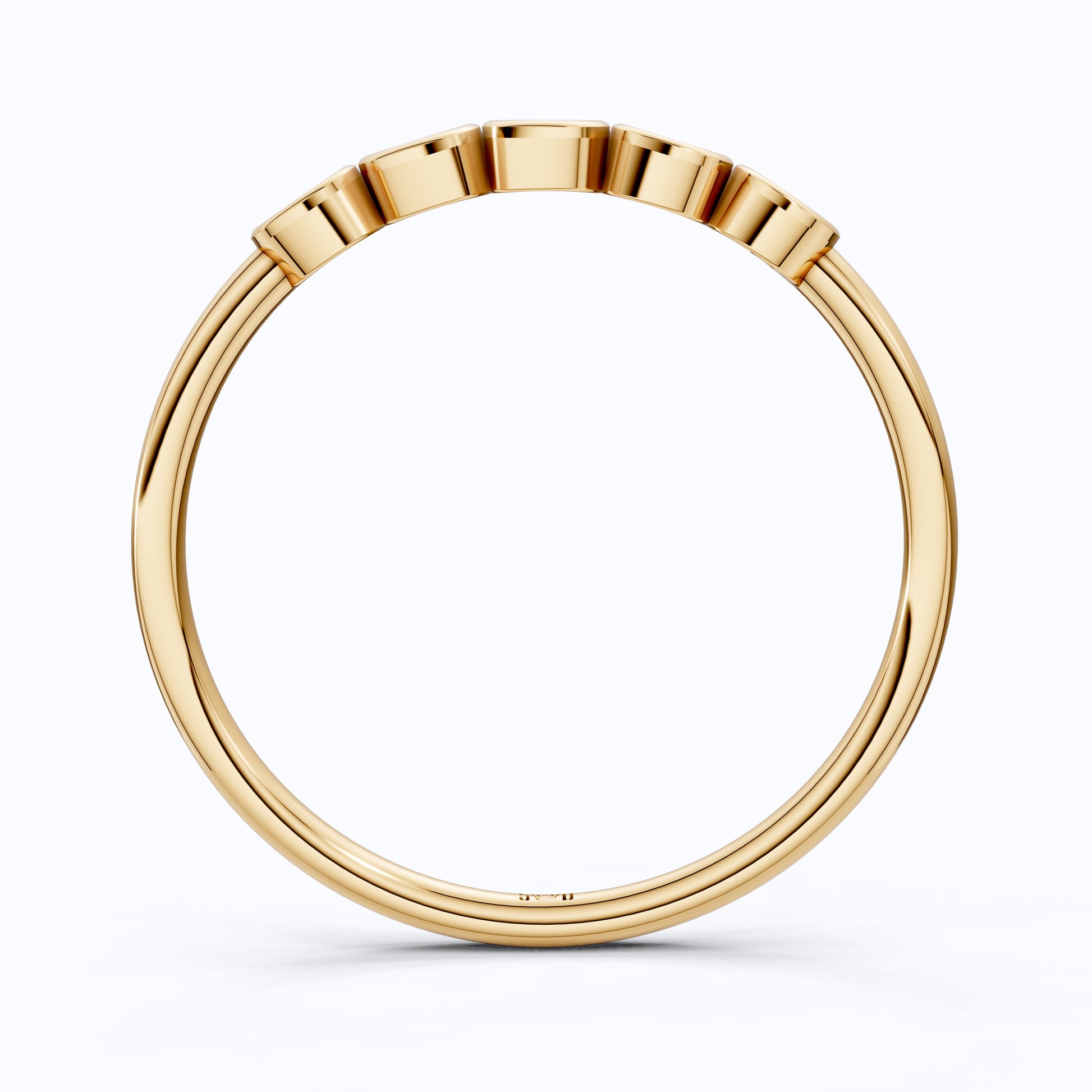 Modern Bezel Five Stone Stacker Ring in 14K Solid Gold, 0.18 TCW Round Cut Lab Diamonds, Promise Ring, Wedding Band Gift for Her, Bridal Jewelry