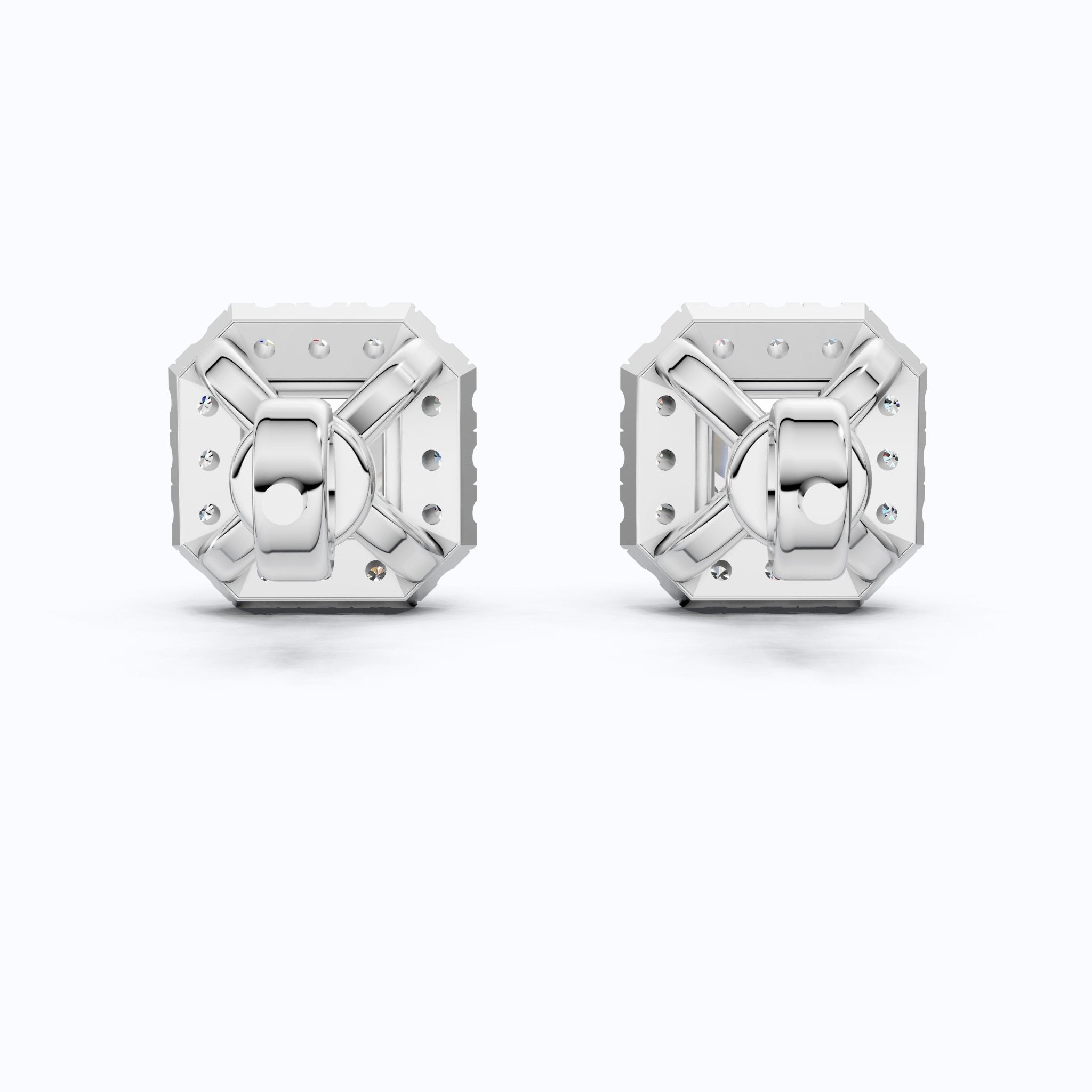 2.00 TCW Asscher Cut Lab Created Diamond Halo Stud Wedding Earrings, Square Earrings For Women, Everyday Jewelry - Shoora Designs
