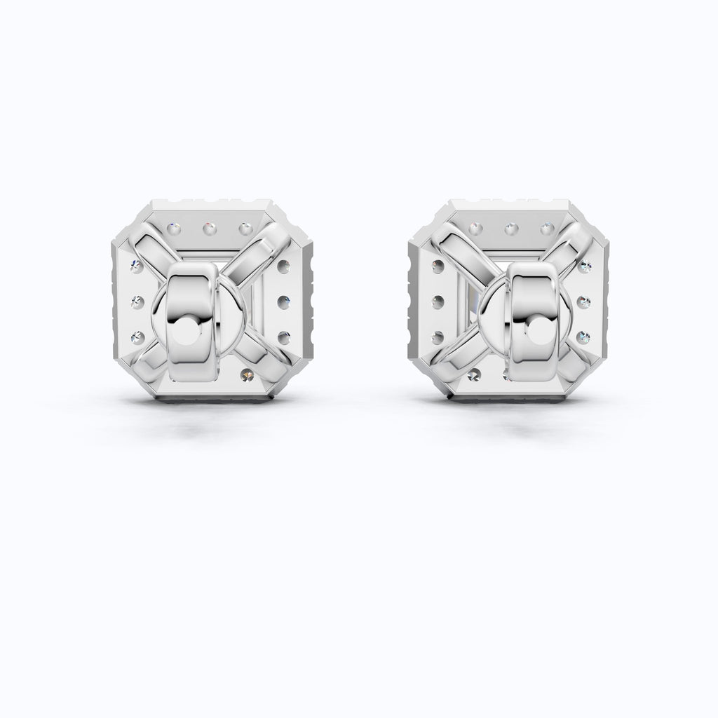 2.00 TCW Asscher Cut Lab Created Diamond Halo Stud Wedding Earrings, Square Earrings For Women, Everyday Jewelry - Shoora Designs