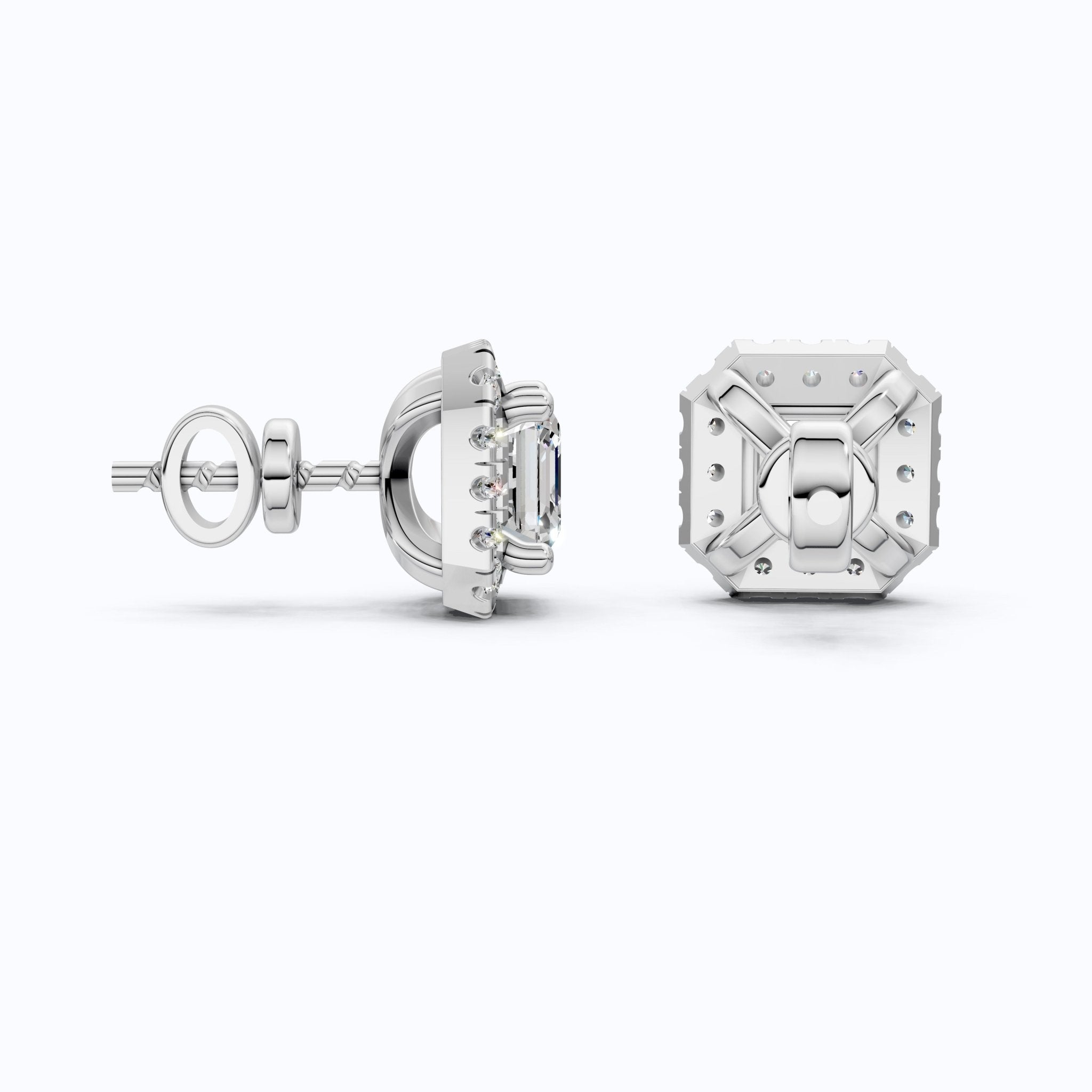 2.00 TCW Asscher Cut Lab Created Diamond Halo Stud Wedding Earrings, Square Earrings For Women, Everyday Jewelry - Shoora Designs