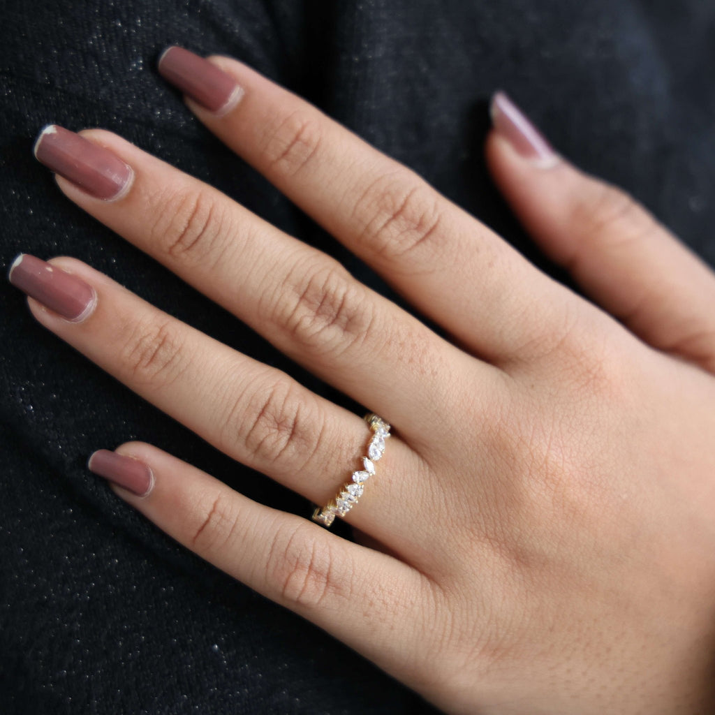 2.67 TCW Marquise & Pear Shape Wedding Eternity Band in Lab Diamond – 14k Solid Gold, Birthday Gift for Her, Everyday Band, Unique Band - Shoora Designs