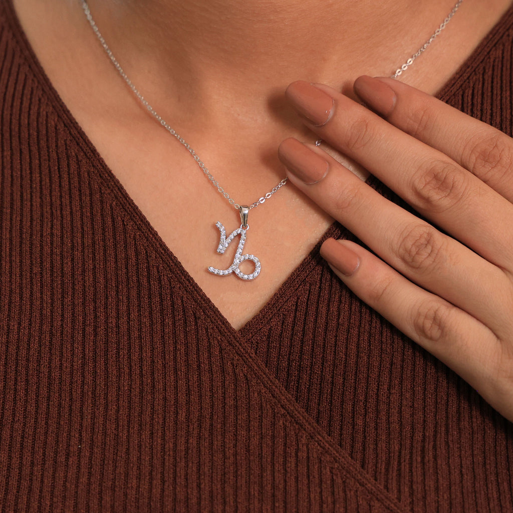 Capricorn Zodiac Pavé Charm Pendant in Lab Grown Diamond – 14k Solid Gold, Birthday Gift for Him, Lucky Pendant