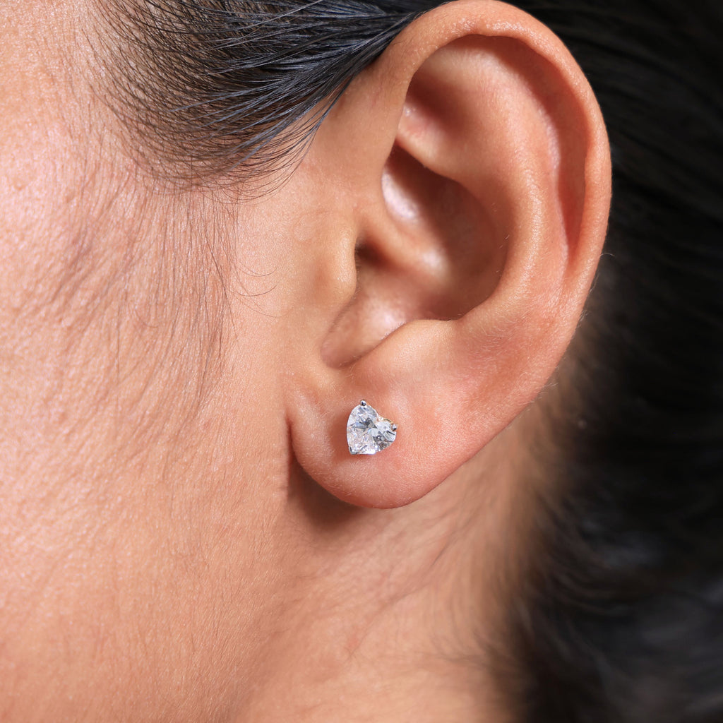 Elegant Heart Solitaire Stud Earrings in 14K Rose Gold, 2.50 TCW Heart Cut Lab Grown Diamonds,  Wedding Jewelry, Gift for Women, Handmade Stud Jewelry