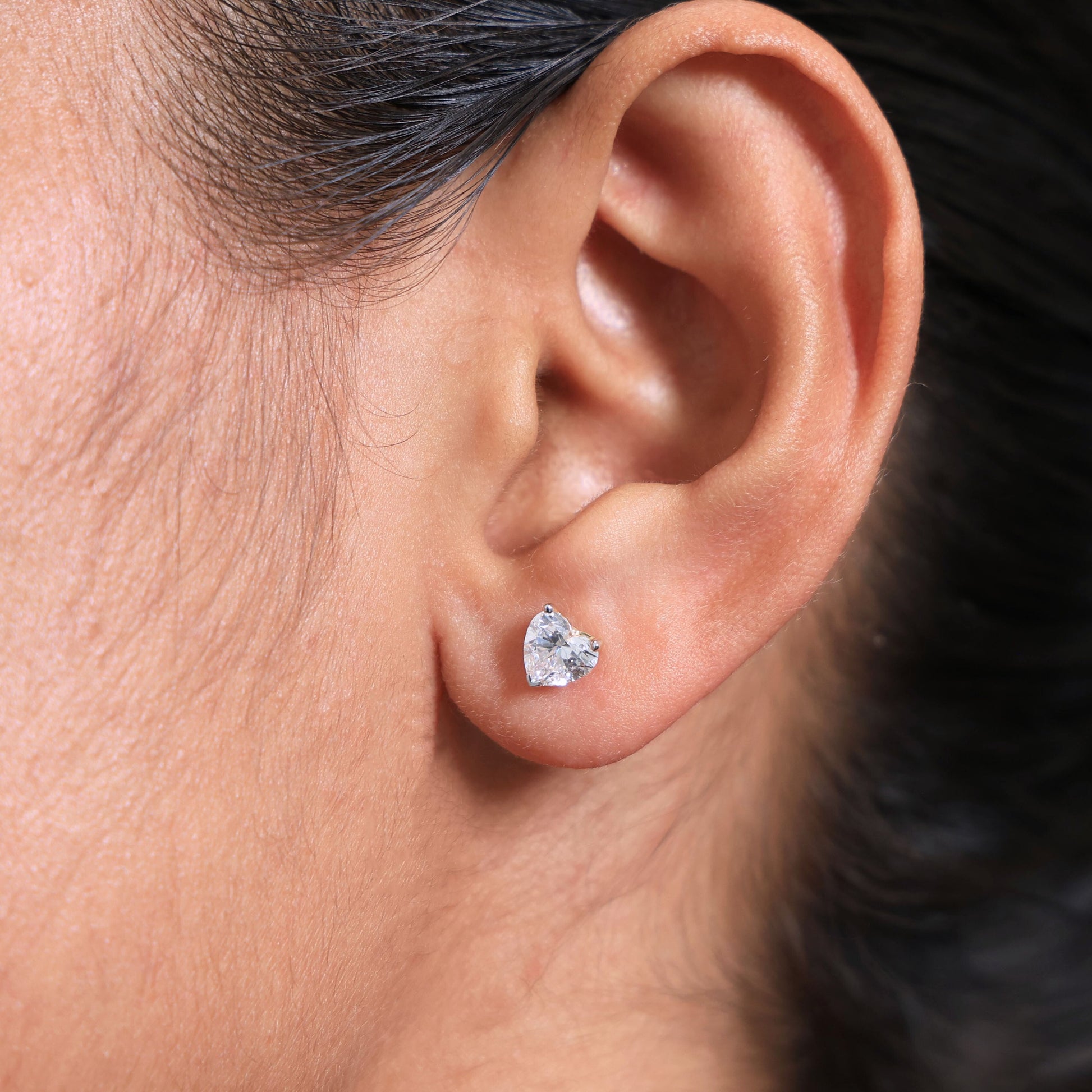 Elegant Heart Solitaire Stud Earrings in 14K Rose Gold, 2.50 TCW Heart Cut Lab Grown Diamonds,  Wedding Jewelry, Gift for Women, Handmade Stud Jewelry