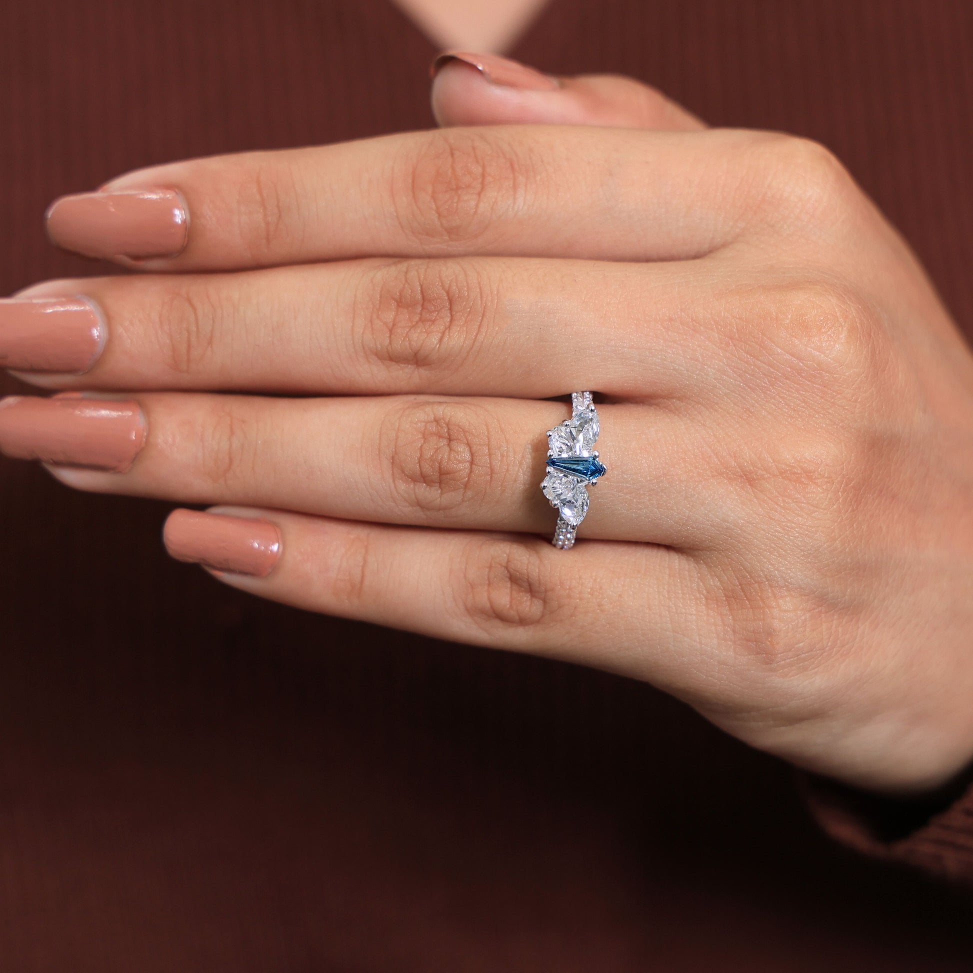 Delicate Butterfly Kite Trilogy Engagement Ring in 14K Solid Gold, 1.74 TCW Kite/Butterfly Cut Lab Created Diamond, Gift for Her, Promise Ring