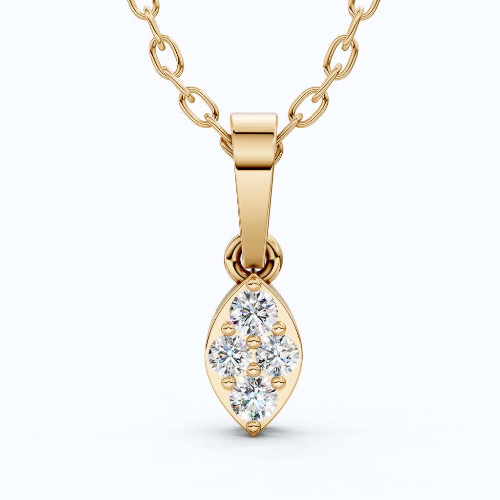 Round Cluster Micro Everyday Pendant in 14k Solid Gold, 0.12 TCW Round Cut Lab Grown Diamonds, Special Gift For Daughter
