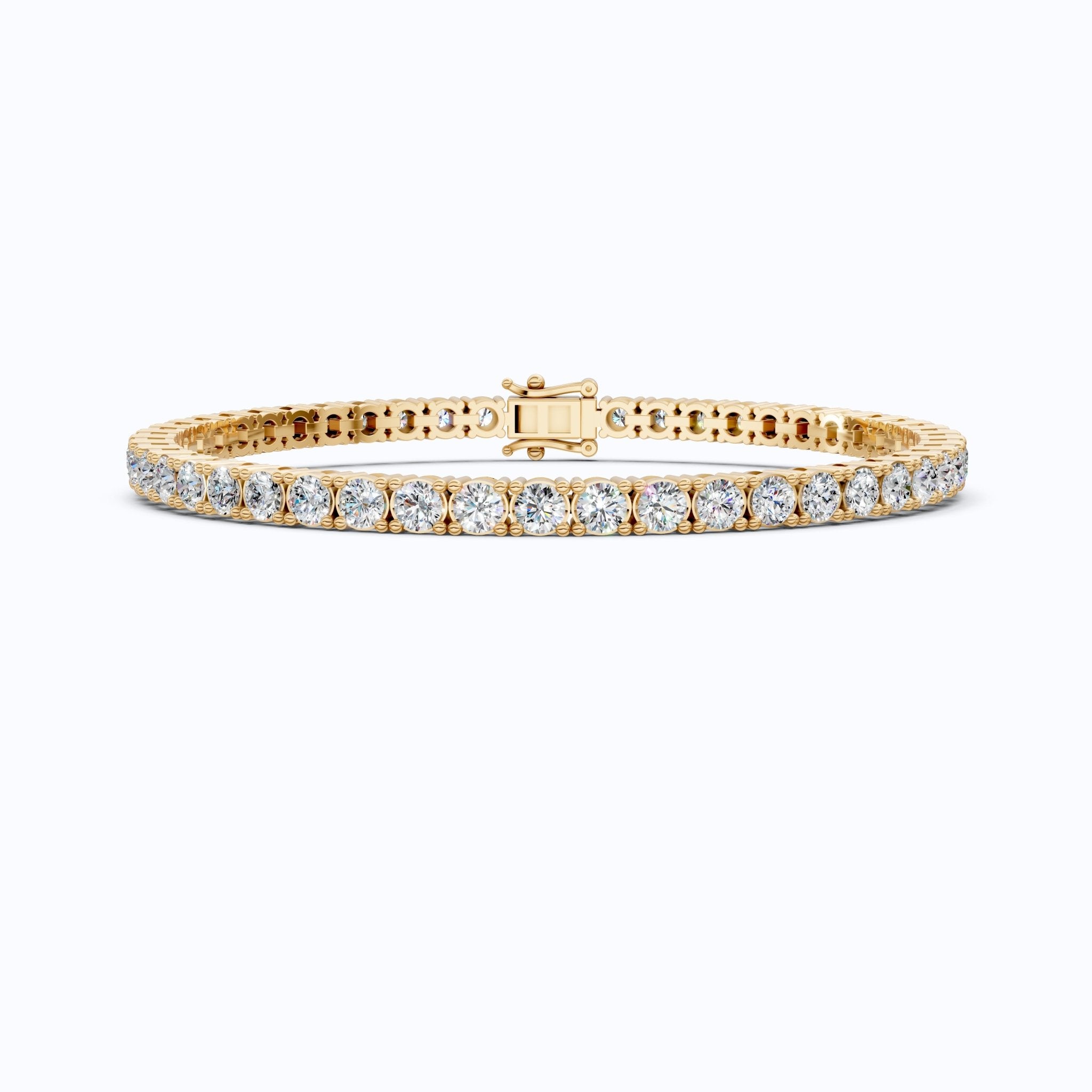 3.50 MM Round Cut Stackable Prong Set Round Diamond Tennis Bracelet in 14k Solid Gold, 7.47 TCW Round Cut Lab Created Diamonds,Anniversary Gift For Women - Shoora Designs