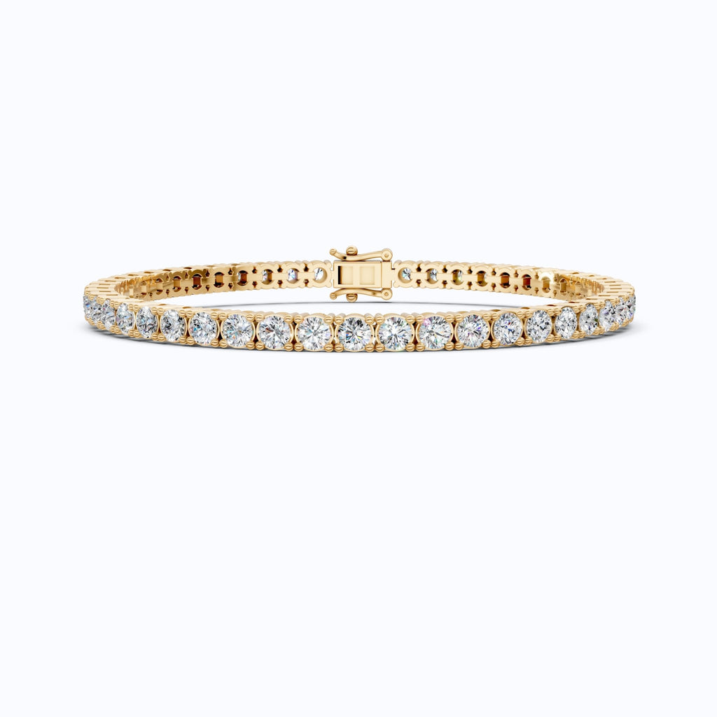 3.50 MM Round Cut Stackable Prong Set Round Diamond Tennis Bracelet in 14k Solid Gold, 7.47 TCW Round Cut Lab Created Diamonds,Anniversary Gift For Women - Shoora Designs