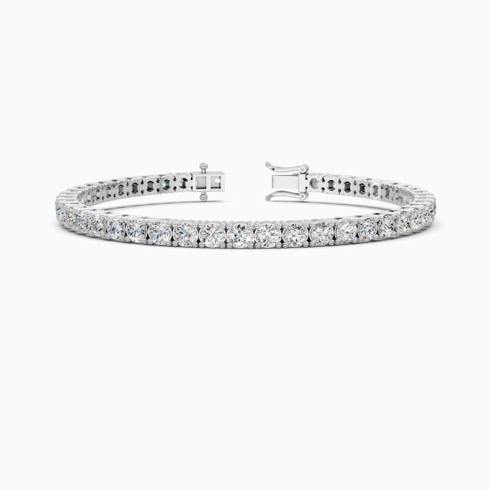 3.50 MM Round Cut Stackable Prong Set Round Diamond Tennis Bracelet in 14k Solid Gold, 7.47 TCW Round Cut Lab Created Diamonds,Anniversary Gift For Women - Shoora Designs